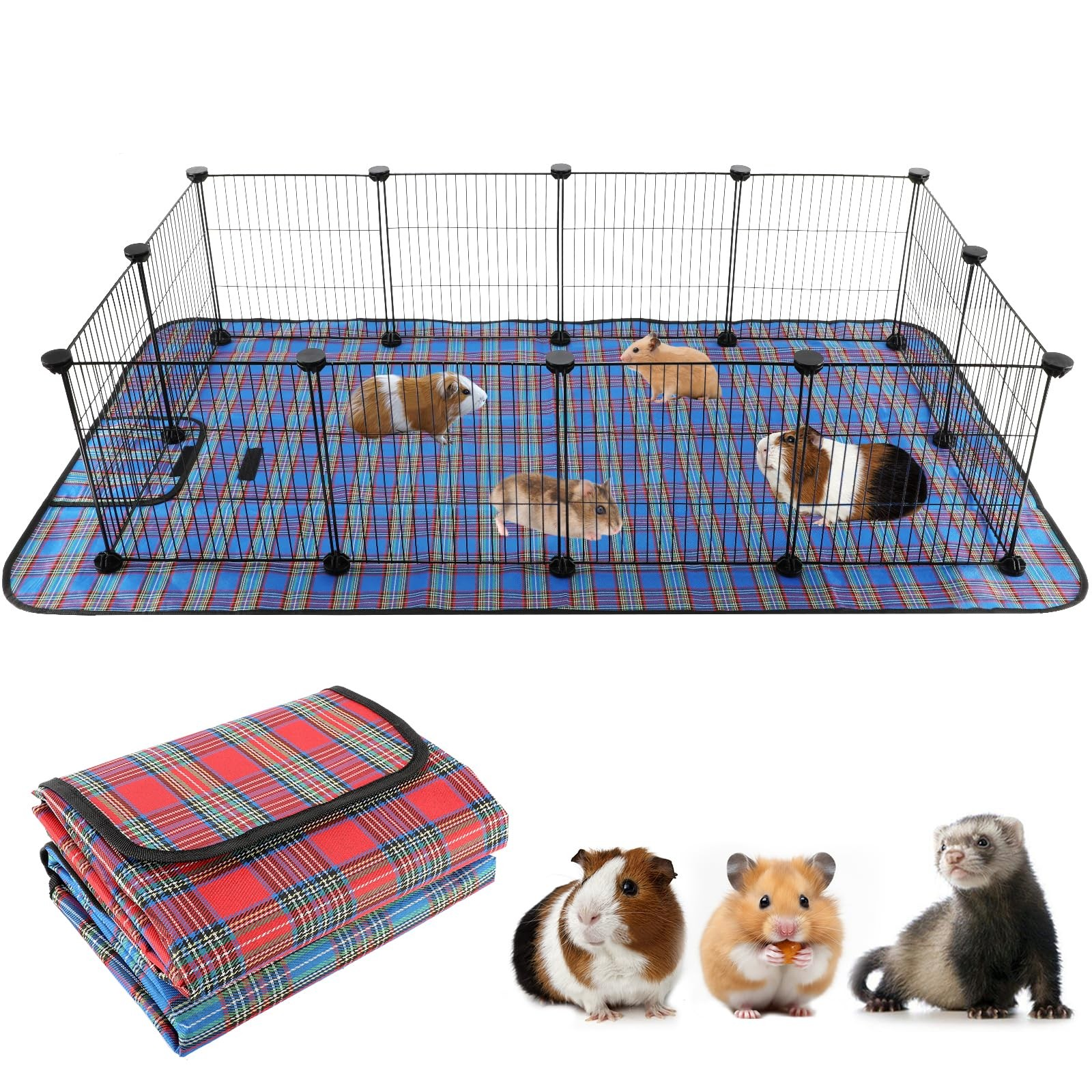 Large Guinea Pig Cage Playpen with 2 Waterproof Mats – 8 Sq Ft Habitat