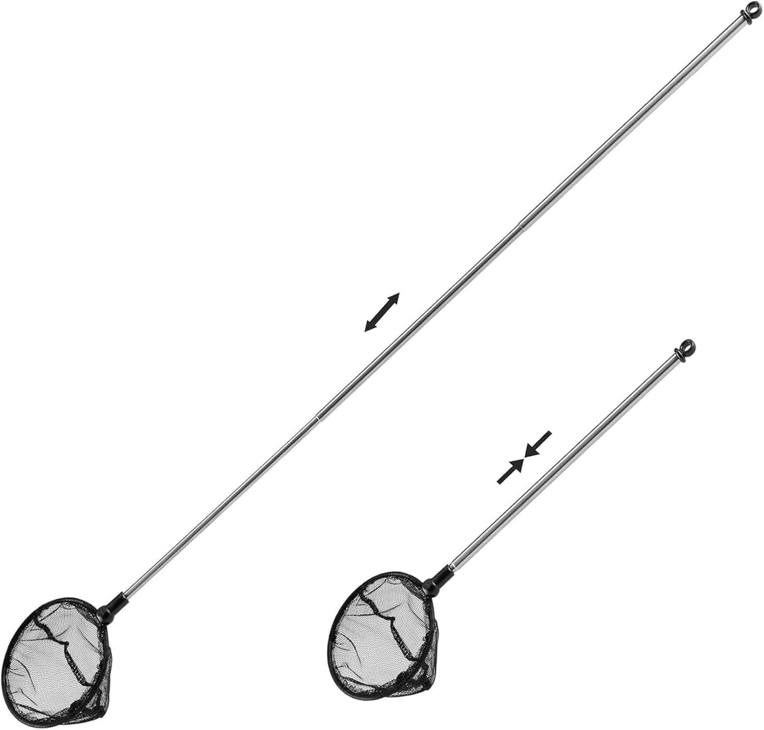 Telescopic Aquarium Fish Net Fine Mesh Stainless Steel Handle Cleaner