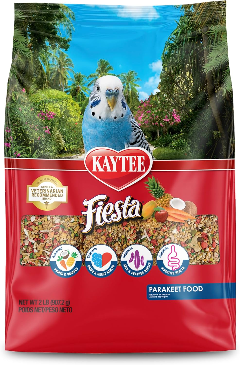 Kaytee - Fiesta Parakeet Food โ Fruit & Veggie Blend for Bird Health 2 lb