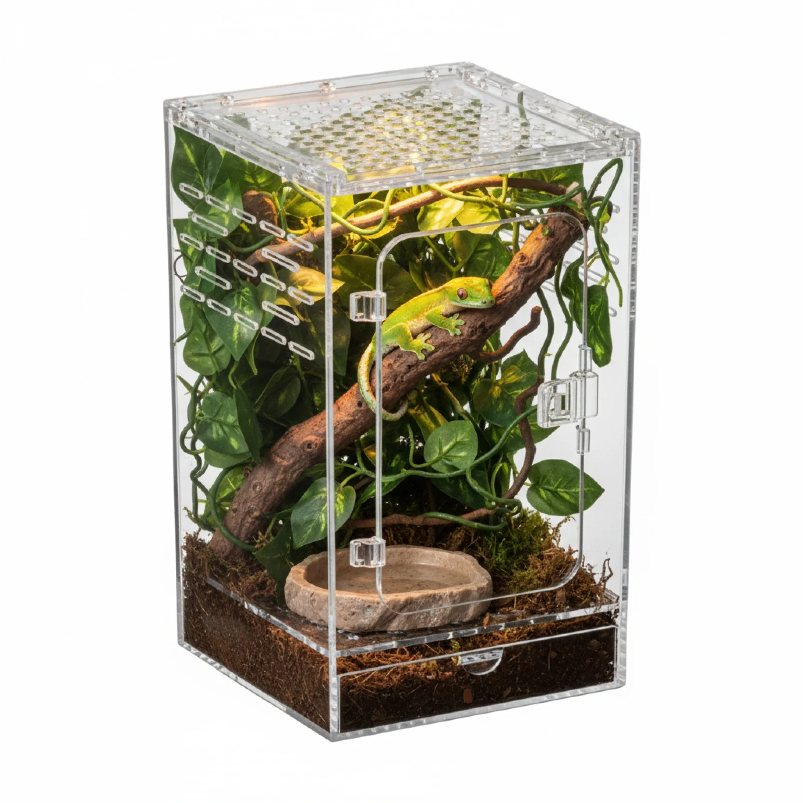 Acrylic Reptile Terrarium Box Portable Breathable Reptile Breeding Box
