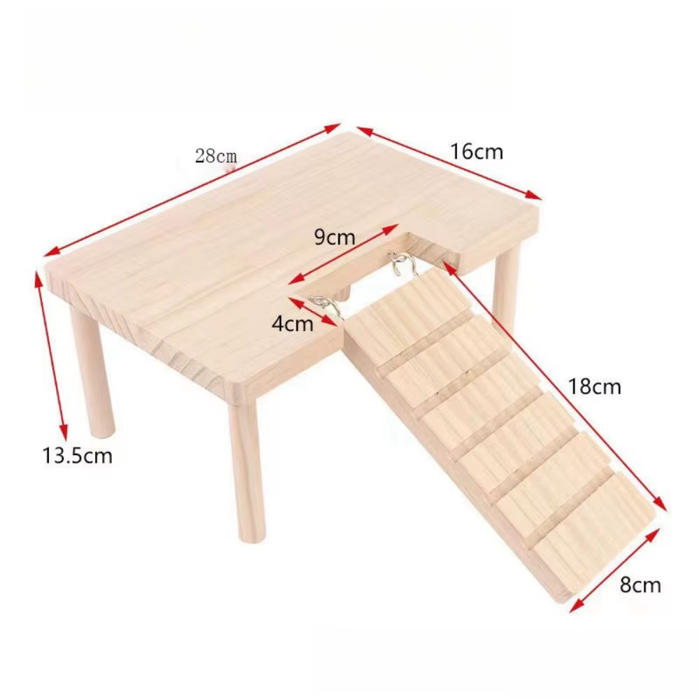 Wooden Hamster Ladder Platform โ DIY Cage Stairs & Playground for Small Pets
