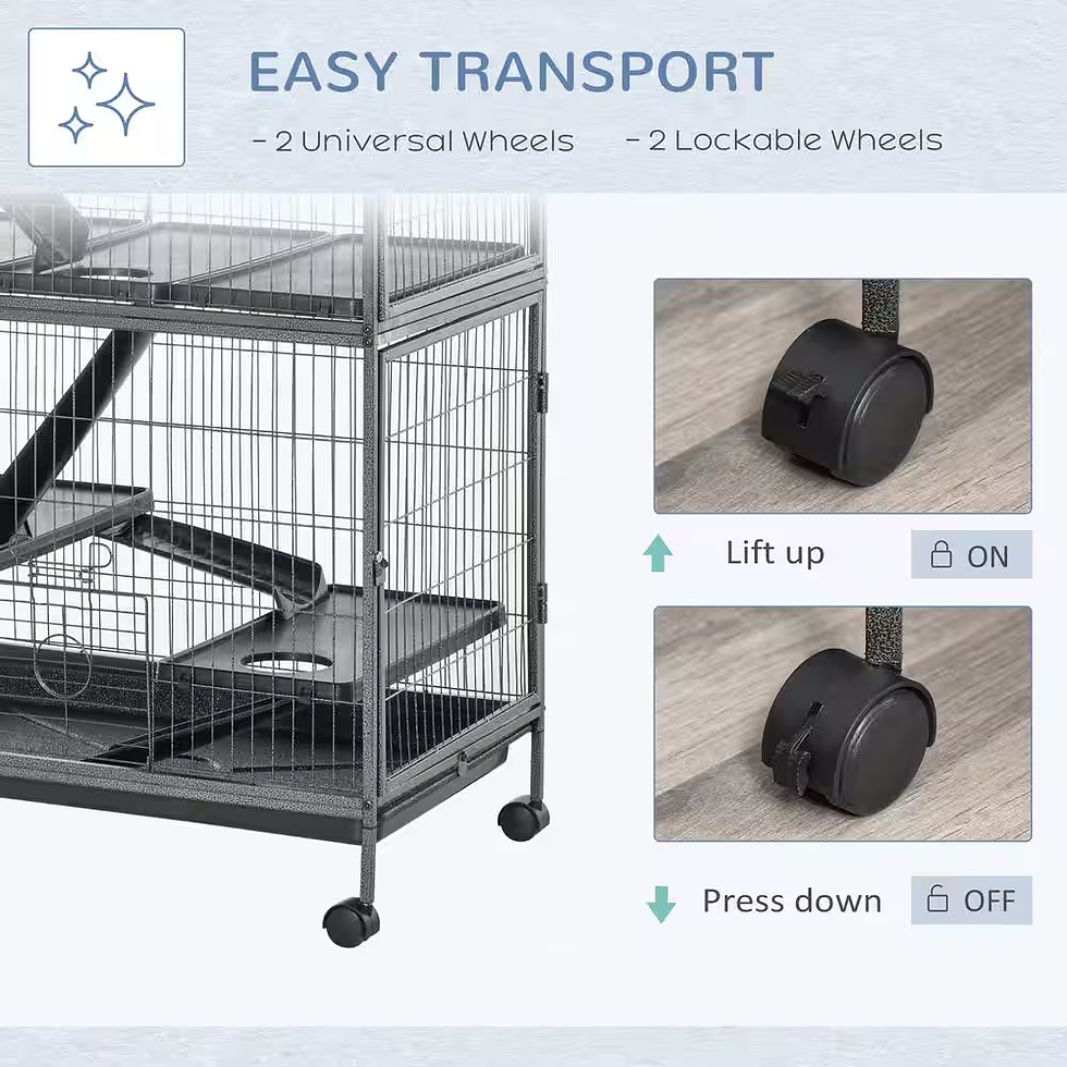 Thumbnail: 4-Tier Small Animal Cage with Wheels Tray Hammock 32 Inch Habitat