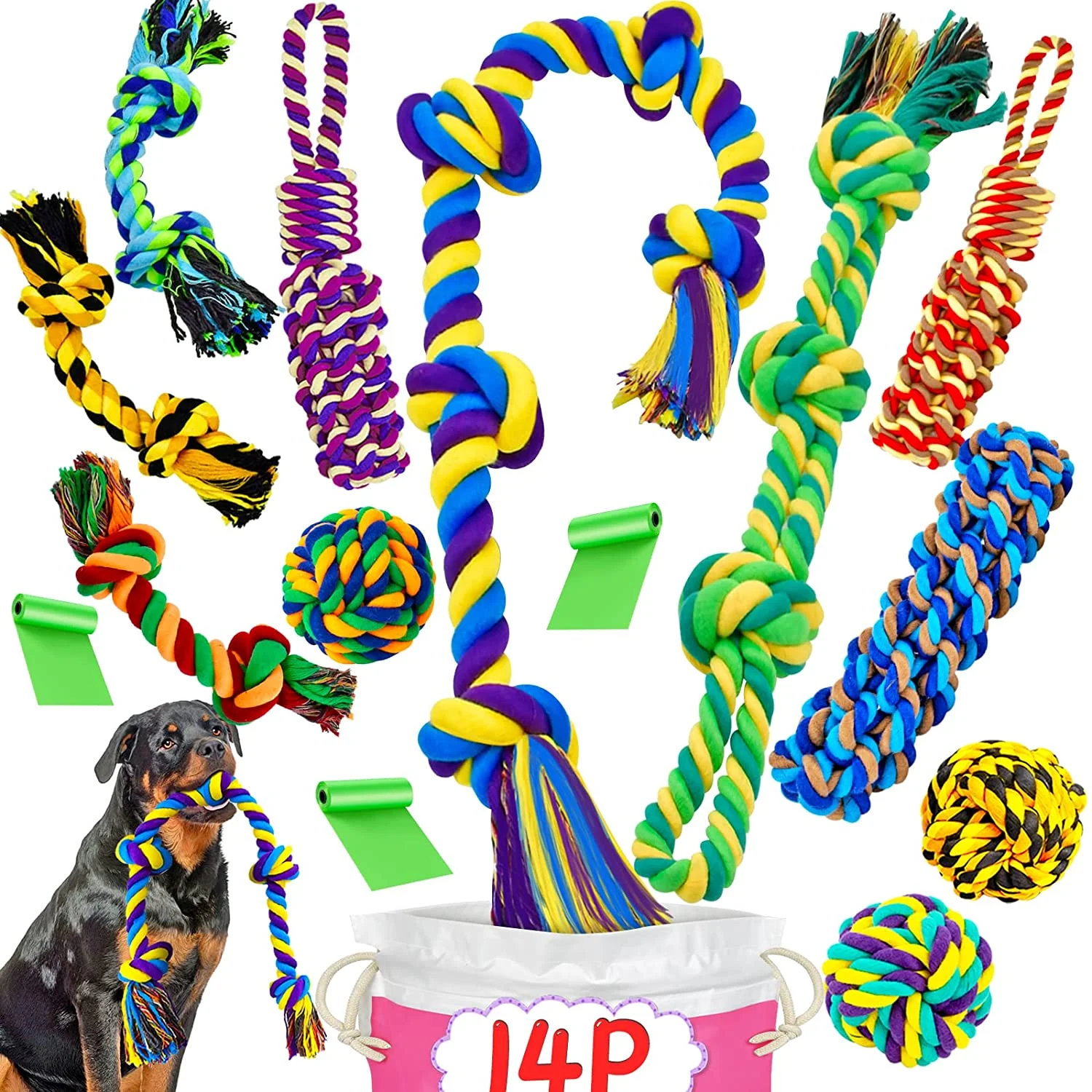 Large Dog 14-Pack Rope Toys โ 27 in Heavy Chew Set