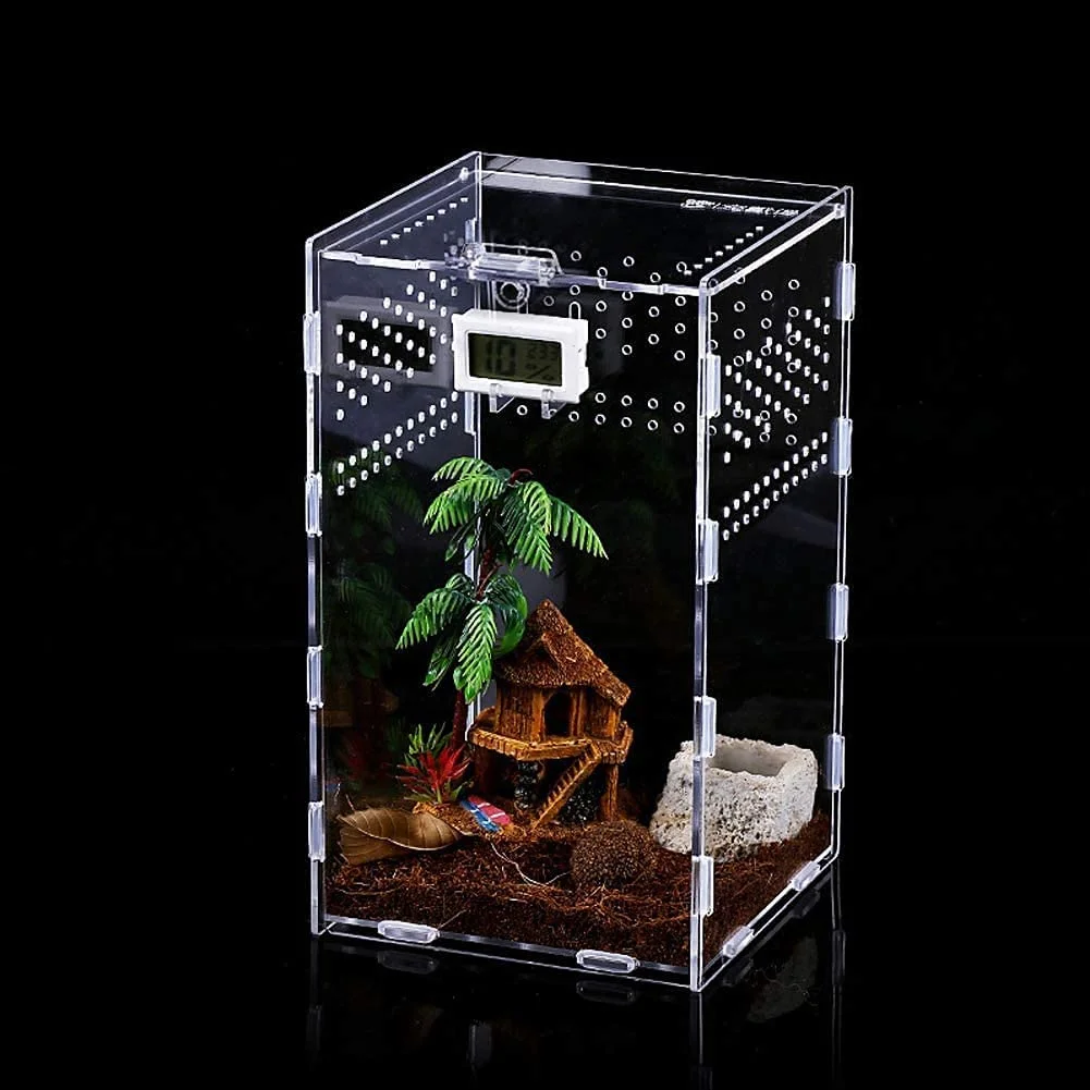 Acrylic Insect Feeding Box 12×12×20cm Reptile Enclosure