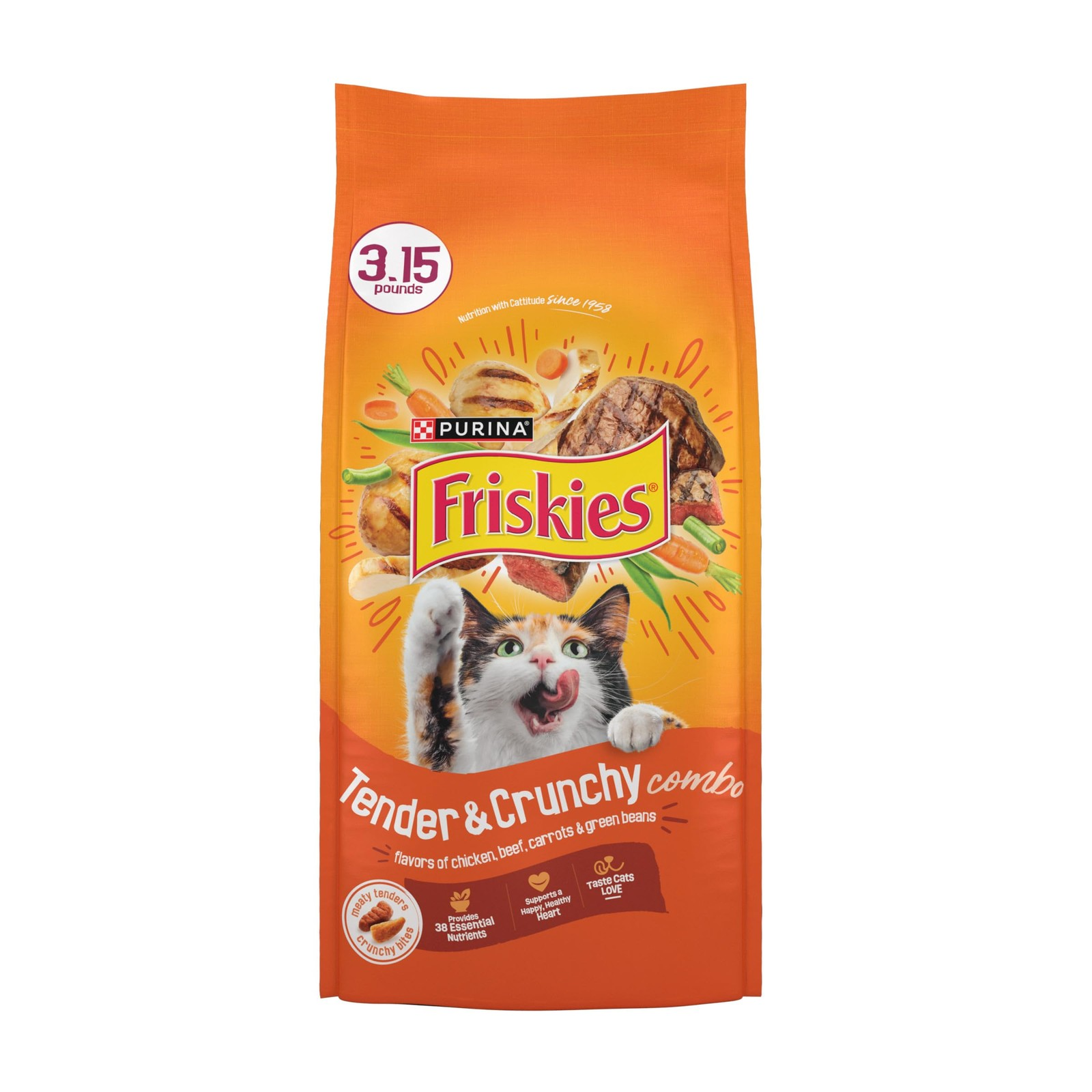 Purina Friskies Chicken & Beef Dry Cat Food β Tender & Crunchy, 4 Pack
