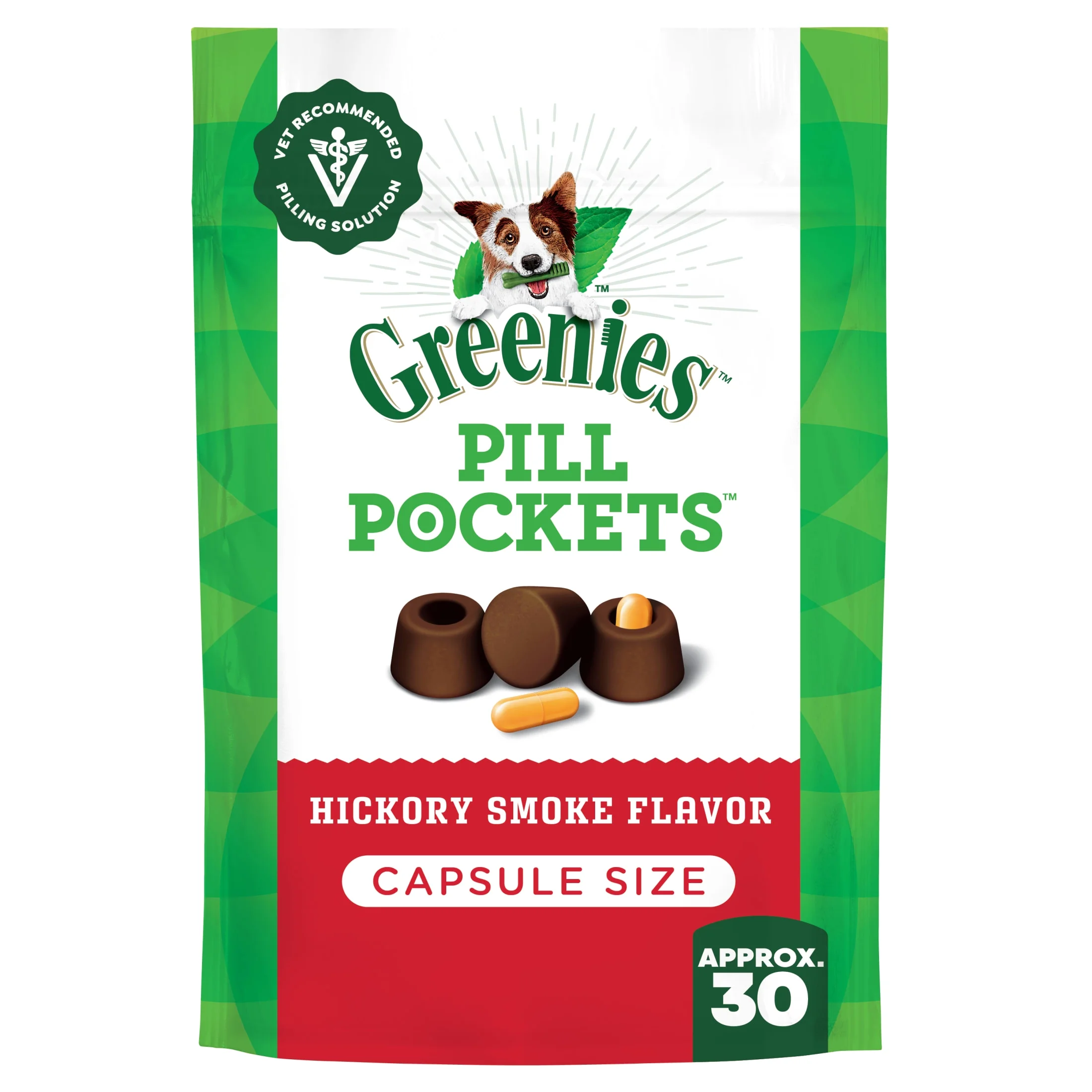 Greenies Dog Pill Pockets – Large Capsule Size, Hickory Smoke, 30 Count