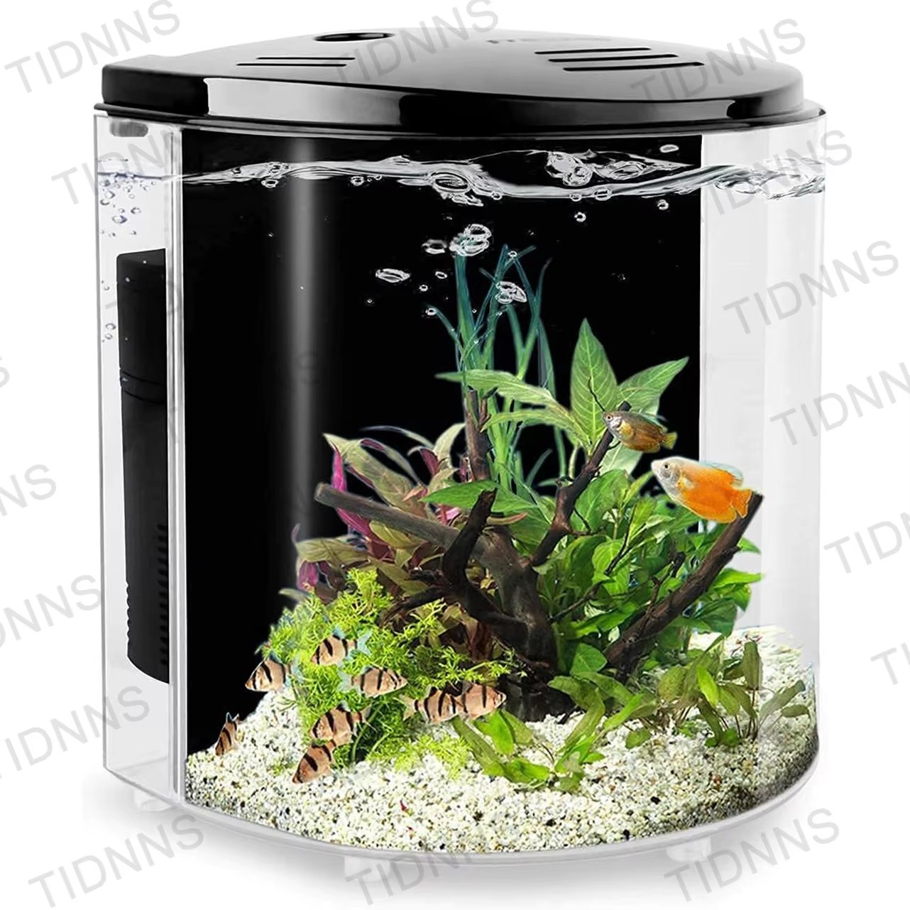 Desktop Mini Acrylic Fish Tank 1.2 Gal Betta Aquarium with LED & Filter