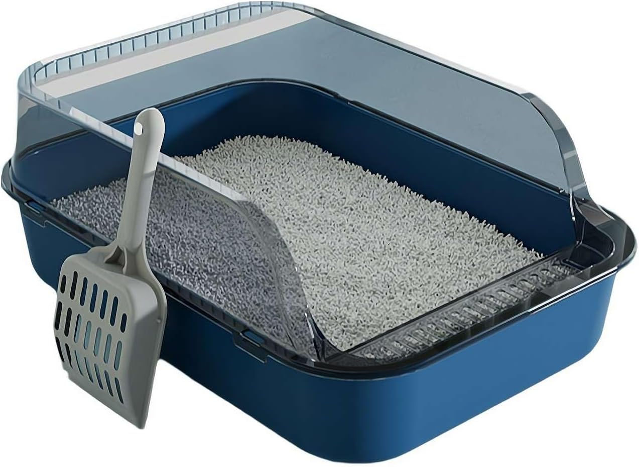 Open Entrance Cat Litter Box with Spoon PP Plastic