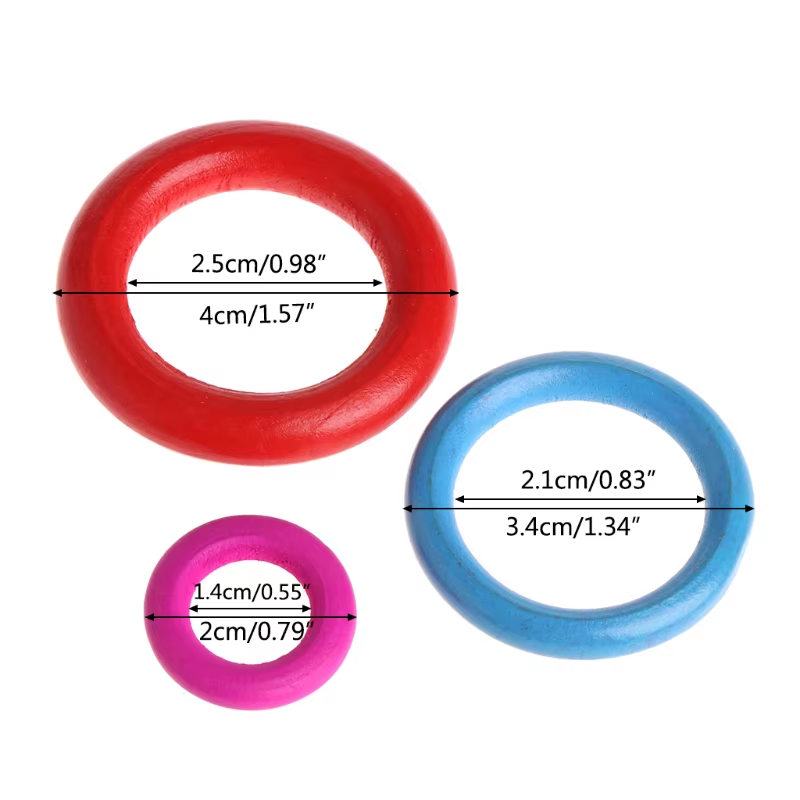 Thumbnail: 10 PCS Colorful Wooden Rings – DIY Parrot Toy Accessories for Birds