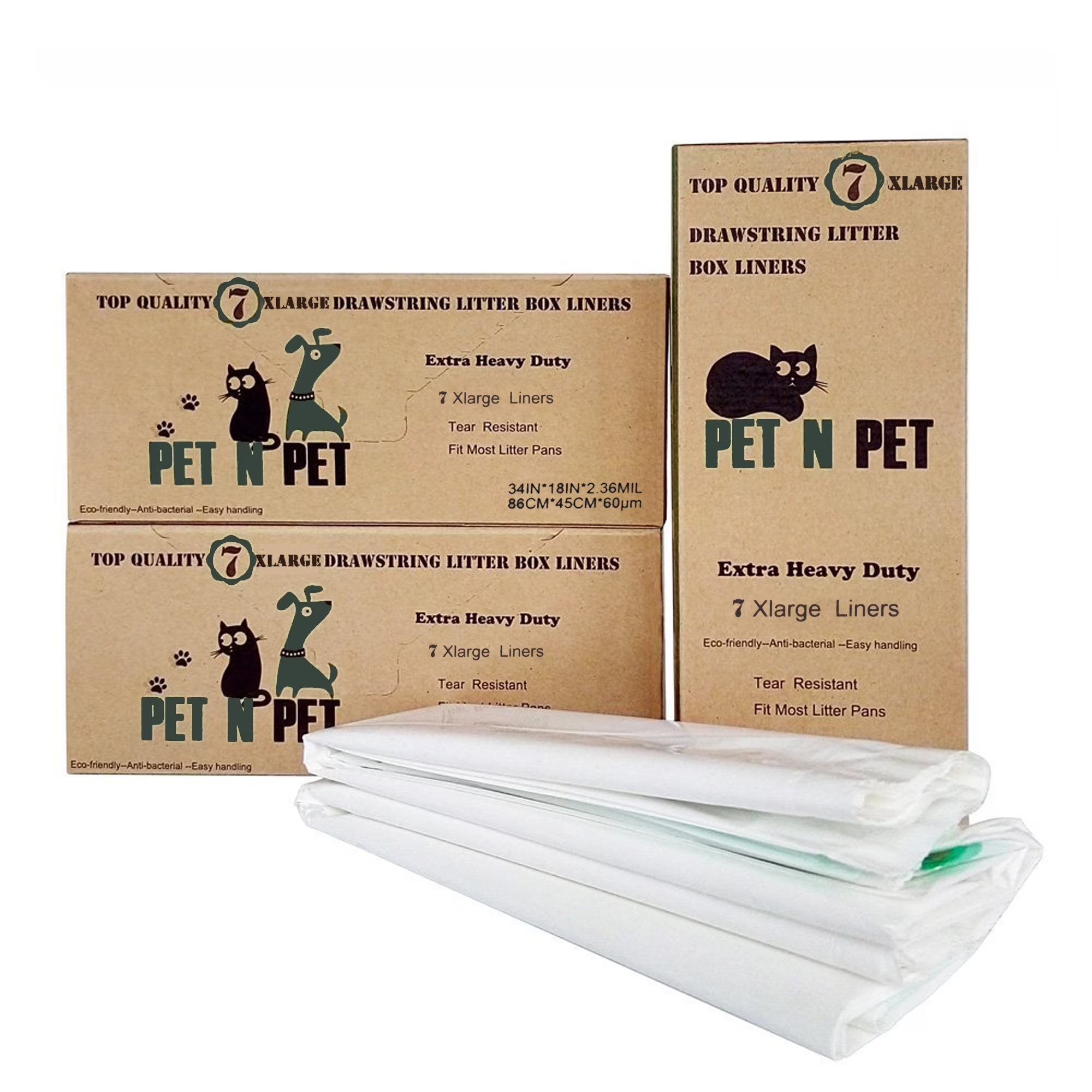 PET N PET Extra Large Drawstring Cat Litter Liners 21 Count 34" × 18"