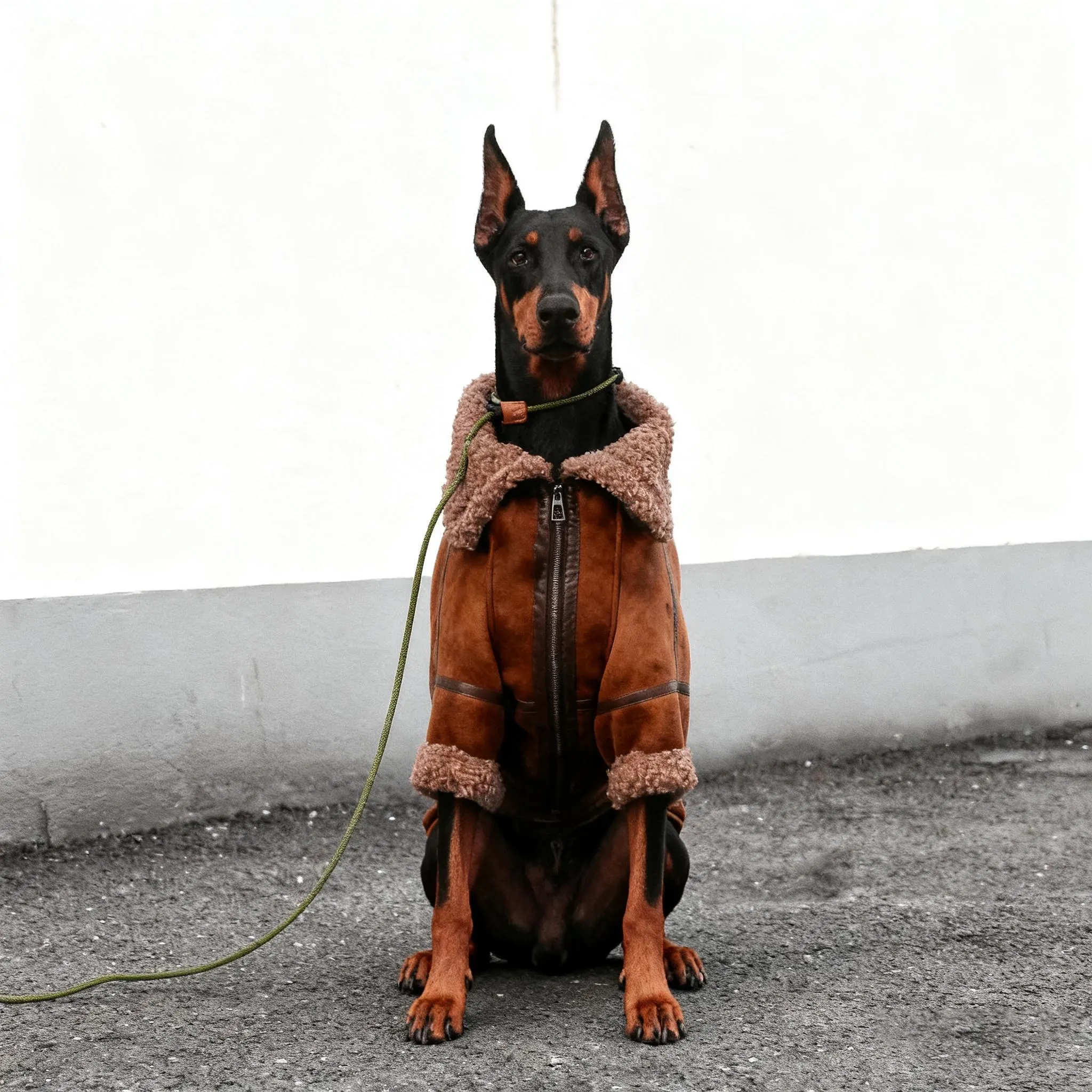 Brown Large Dog Winter Coat – Doberman Jacket with Full Zip