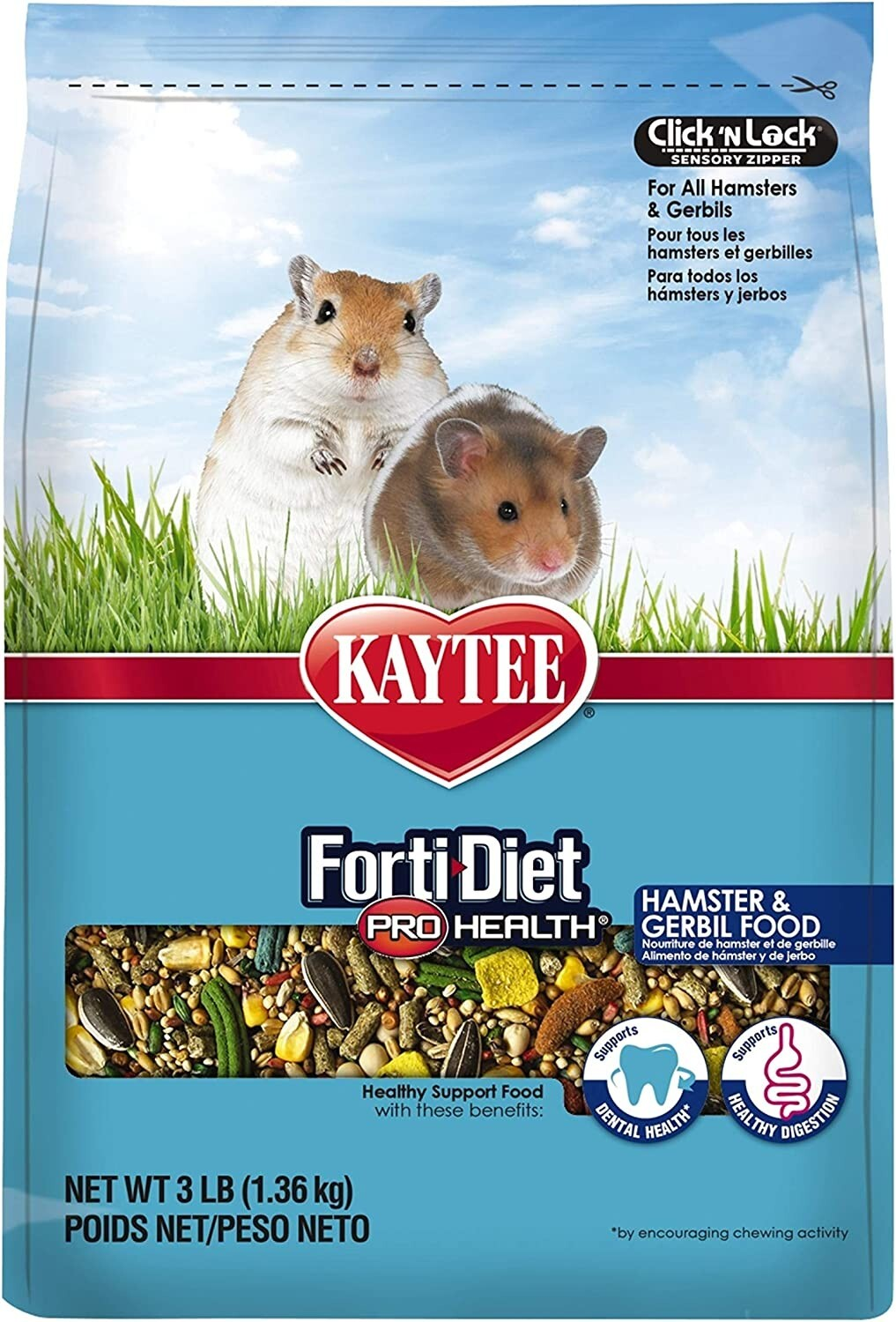 Kaytee Forti Diet Hamster Food โ Pro Health Crunchy Diet, 3 lb
