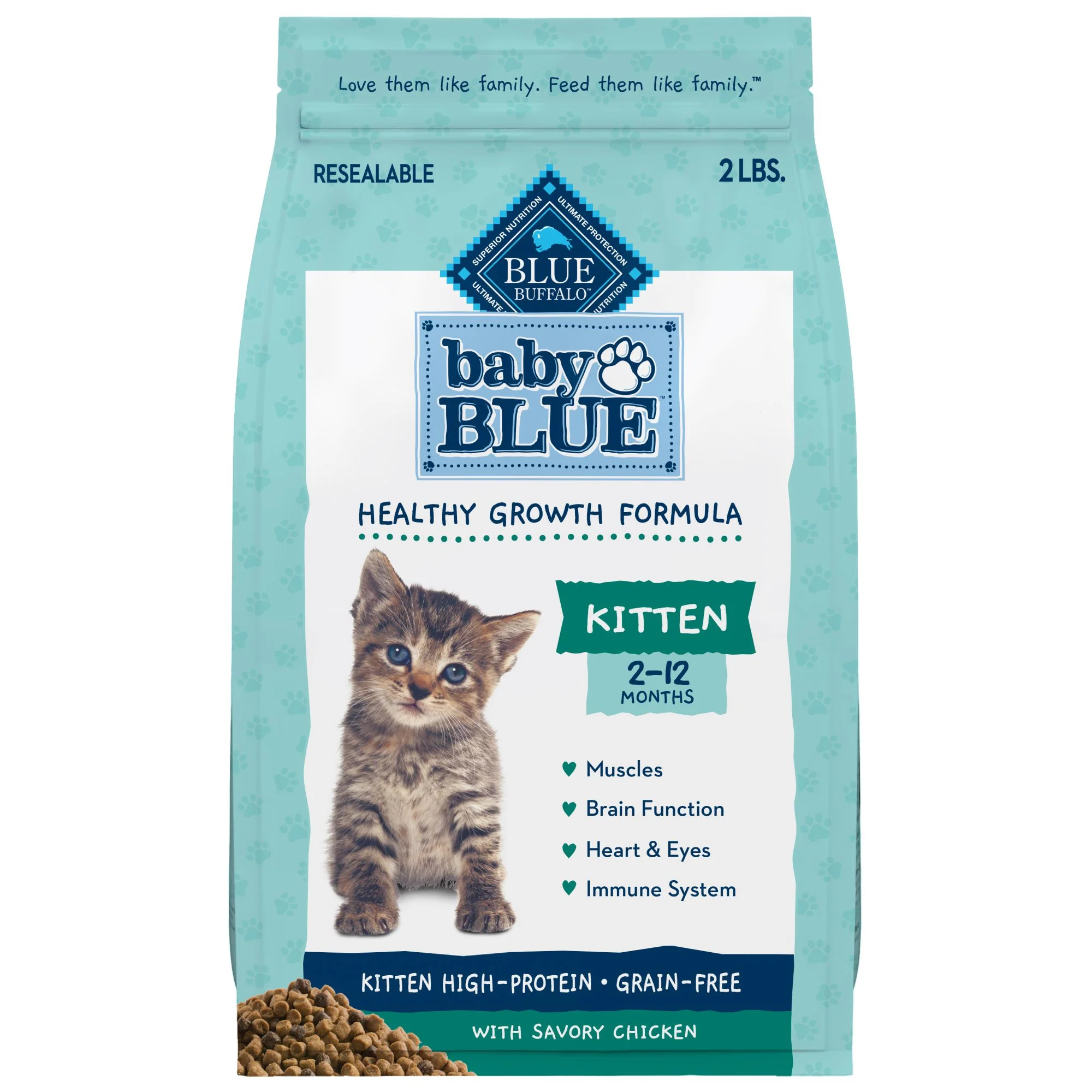 Blue Buffalo Baby BLUE Kitten Chicken Dry Cat Food 2 Lb
