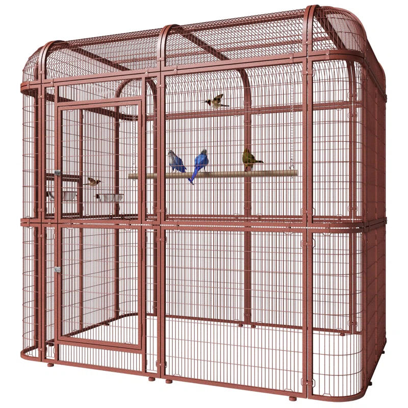 Thumbnail: Corwynn Iron Flat Top Bird Cage with Stand – 81.6 in Aviary