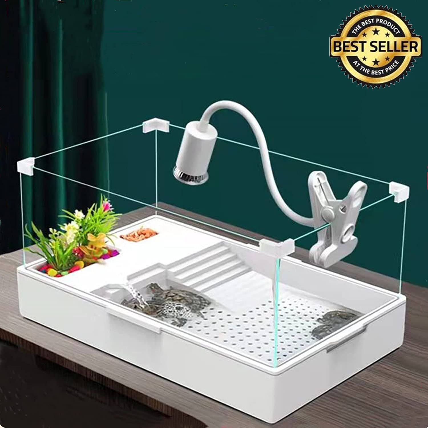 Acrylic Turtle Tank Kit with Filter Multi-Zone Reptile Habitat Enclosure