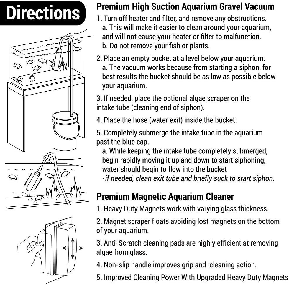 Thumbnail: 12-in-1 Aquarium Cleaning Kit – Vacuum, Net, Scraper & Plant Set