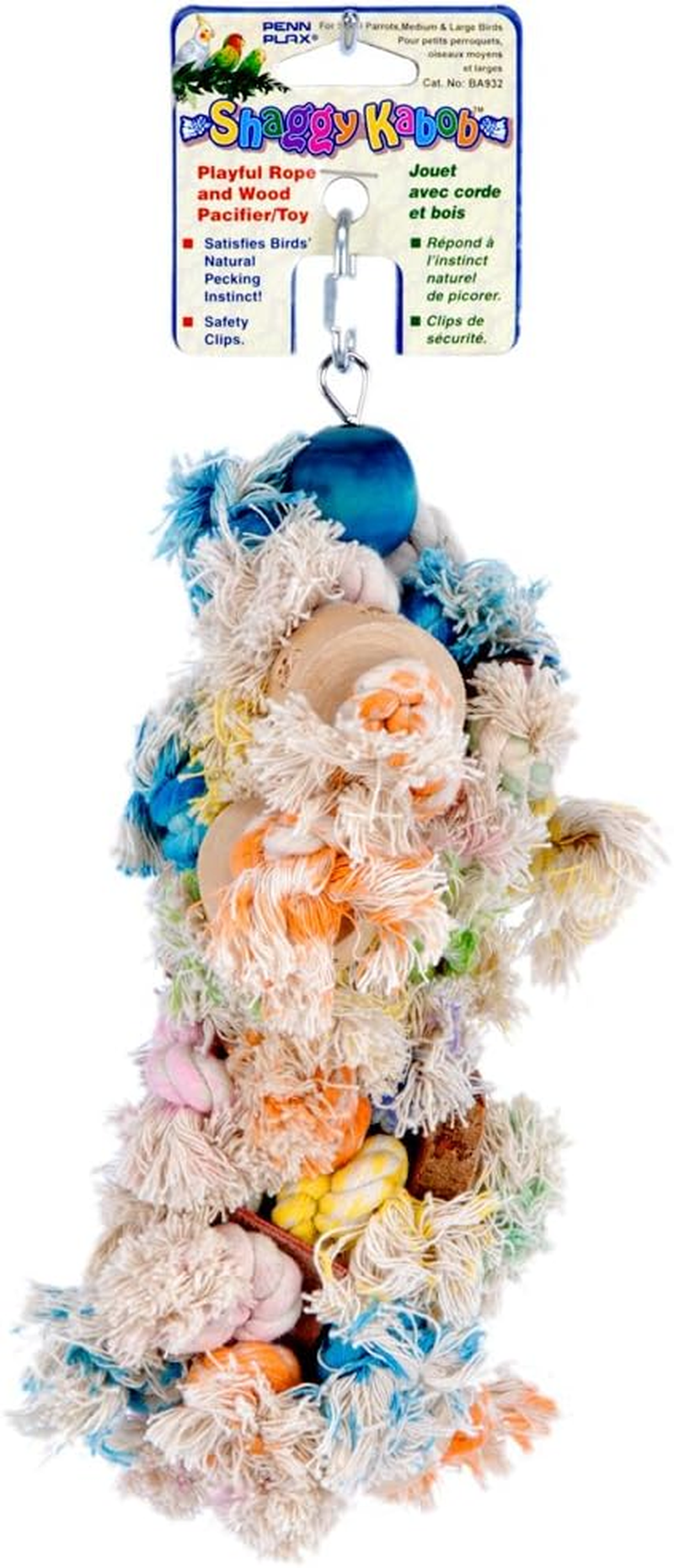 Large Shaggy Kabob Rope Bird Toy for Small to Large Parrots