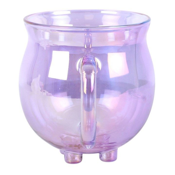 Thumbnail: Purple Double Walled Glass Cauldron Mug with Spoon