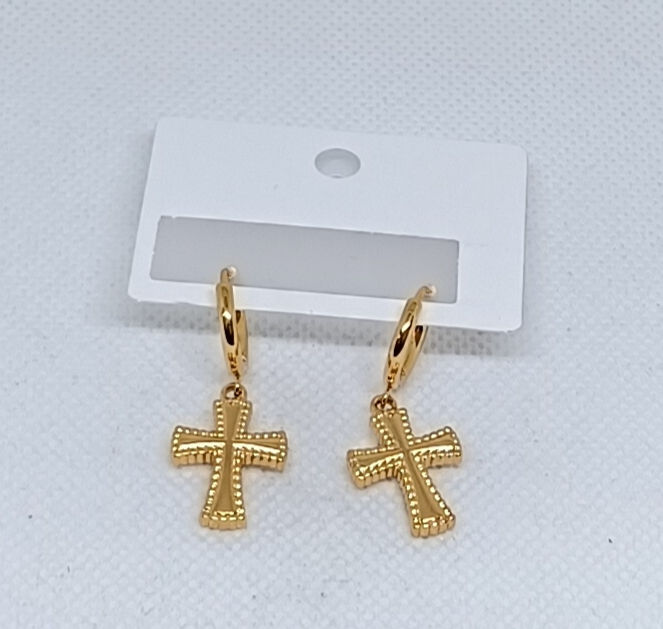 Miniatura: PENDIENTES CRUZ DORADO