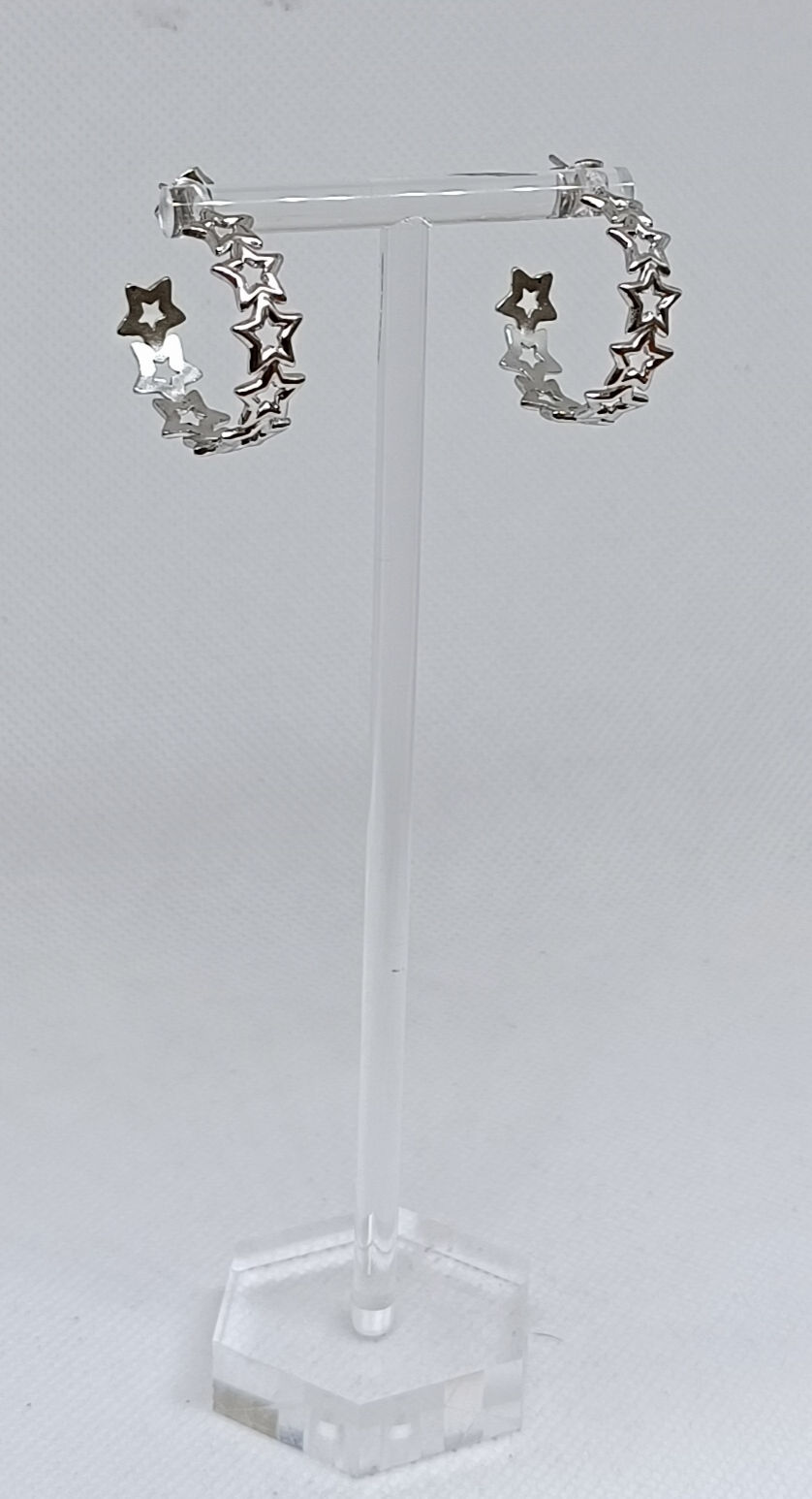 PENDIENTES AROS ESTRELLAS PLATA