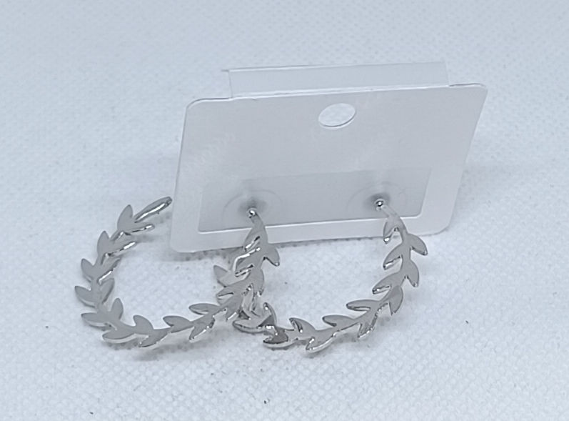 Miniatura: PENDIENTES AROS LAUREL PLATA