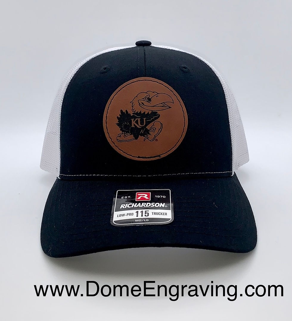 Thumbnail: KU Jayhawk Richardson 115 Black & White Hat, Cap and Rawhide Patch 