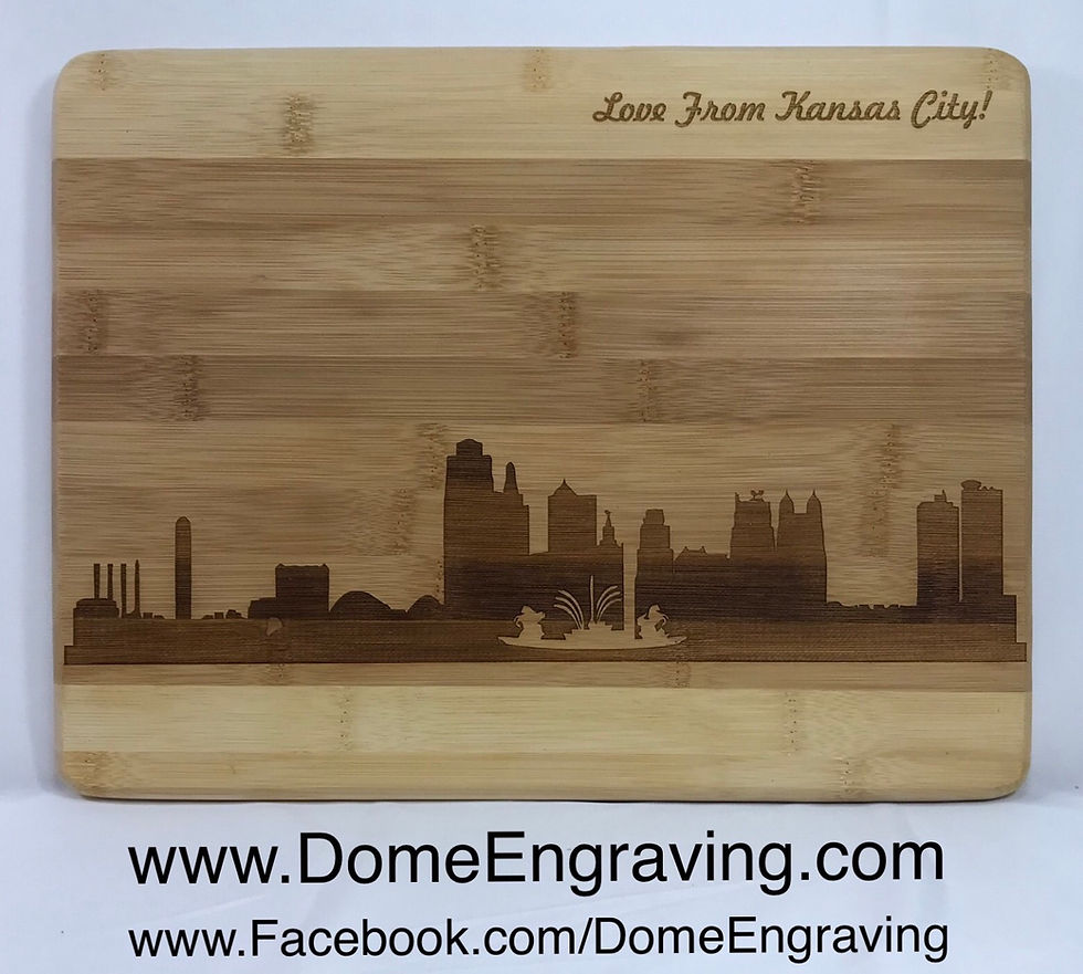 Thumbnail: Kansas City Skyline Buildings Bamboo Wood 14" Cutting Board  - NEW Style Board