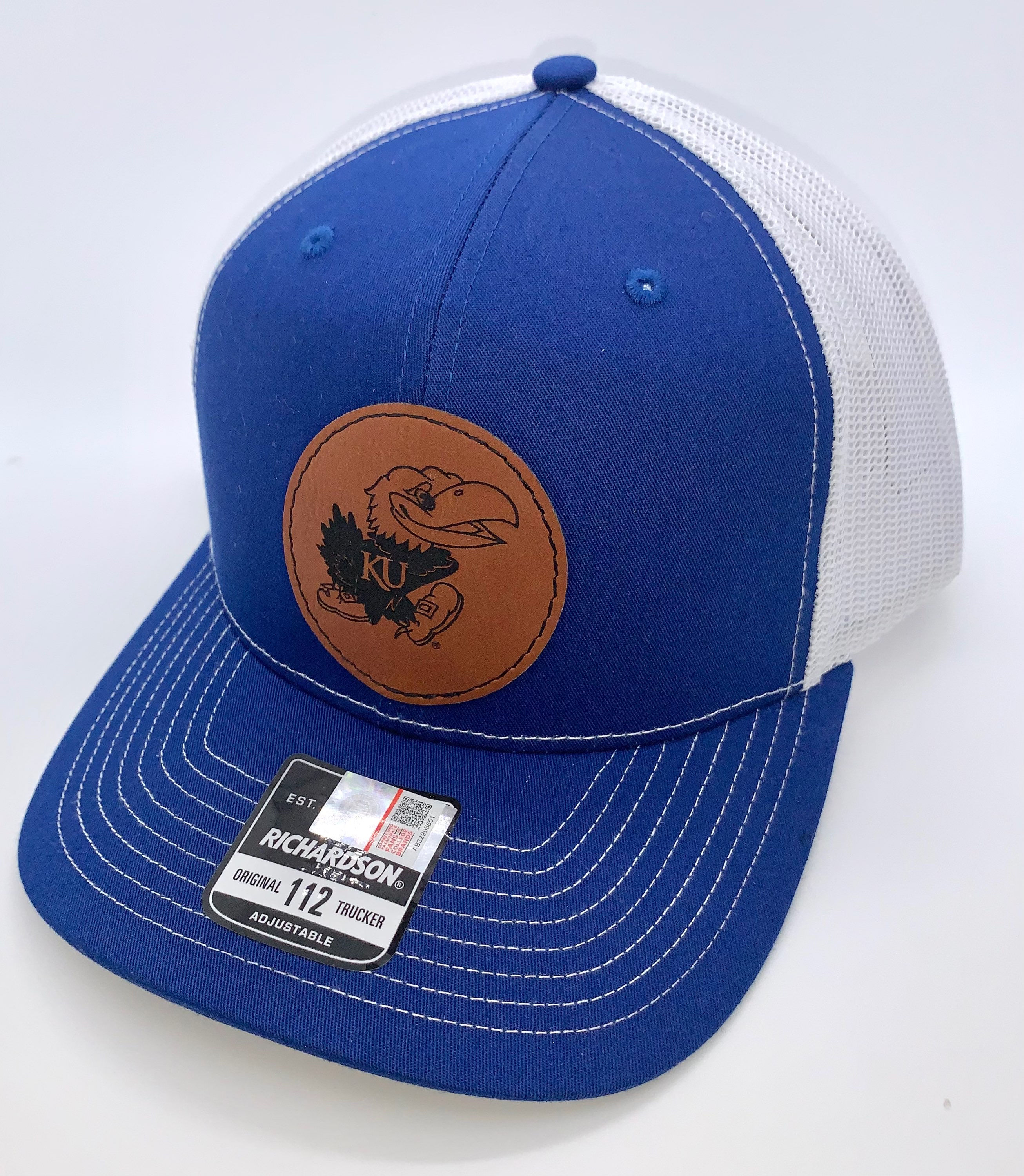 KU Jayhawk Richardson 112 Royal Blue/ White Hat, Cap with Jayhawk Patch