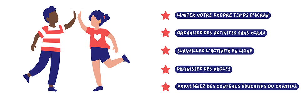 graphique d'un garçon et d'une fille se félicitant avec des puces à côté d'eux