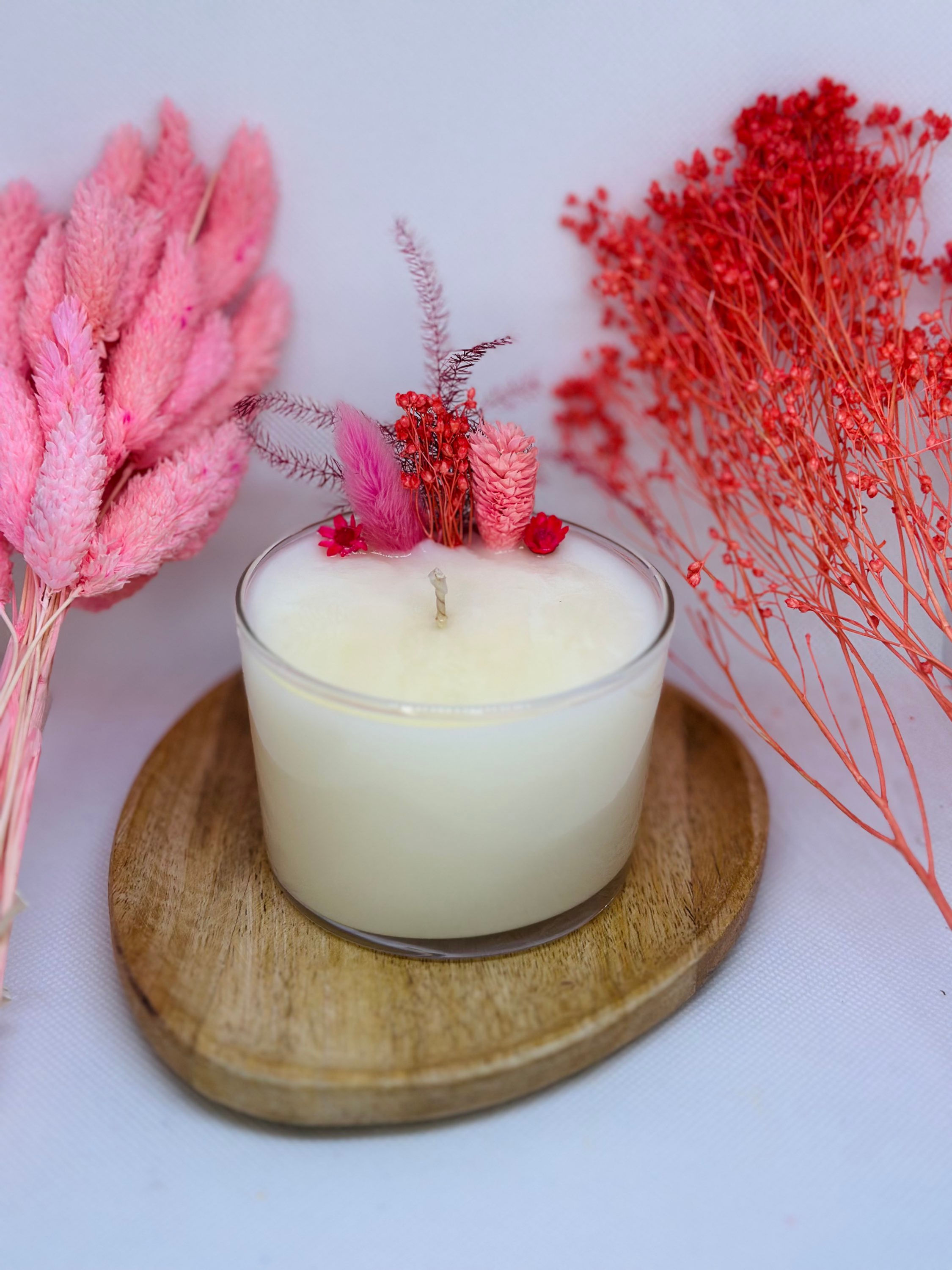 Bougie « Petites fleurs roses »