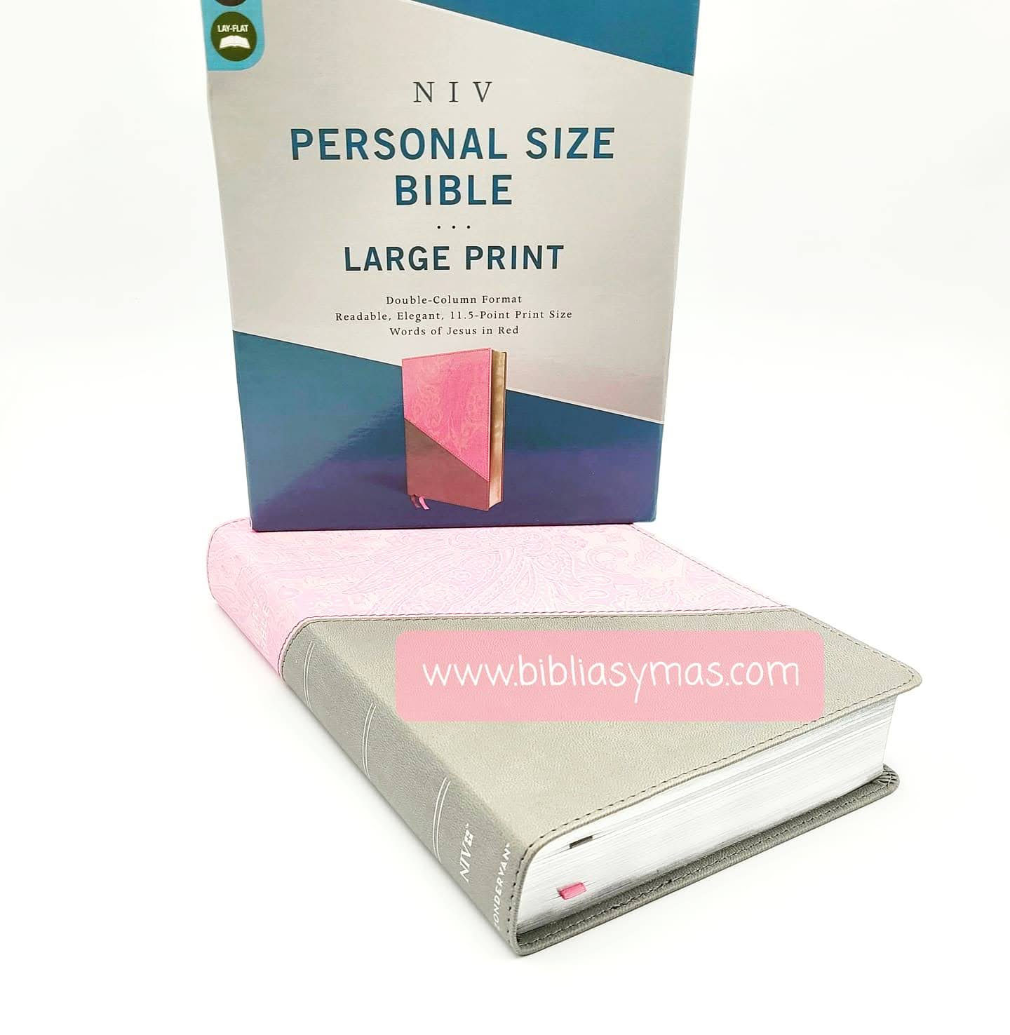 NIV Bible Personal Size Large Print Softleather Gray-Pink