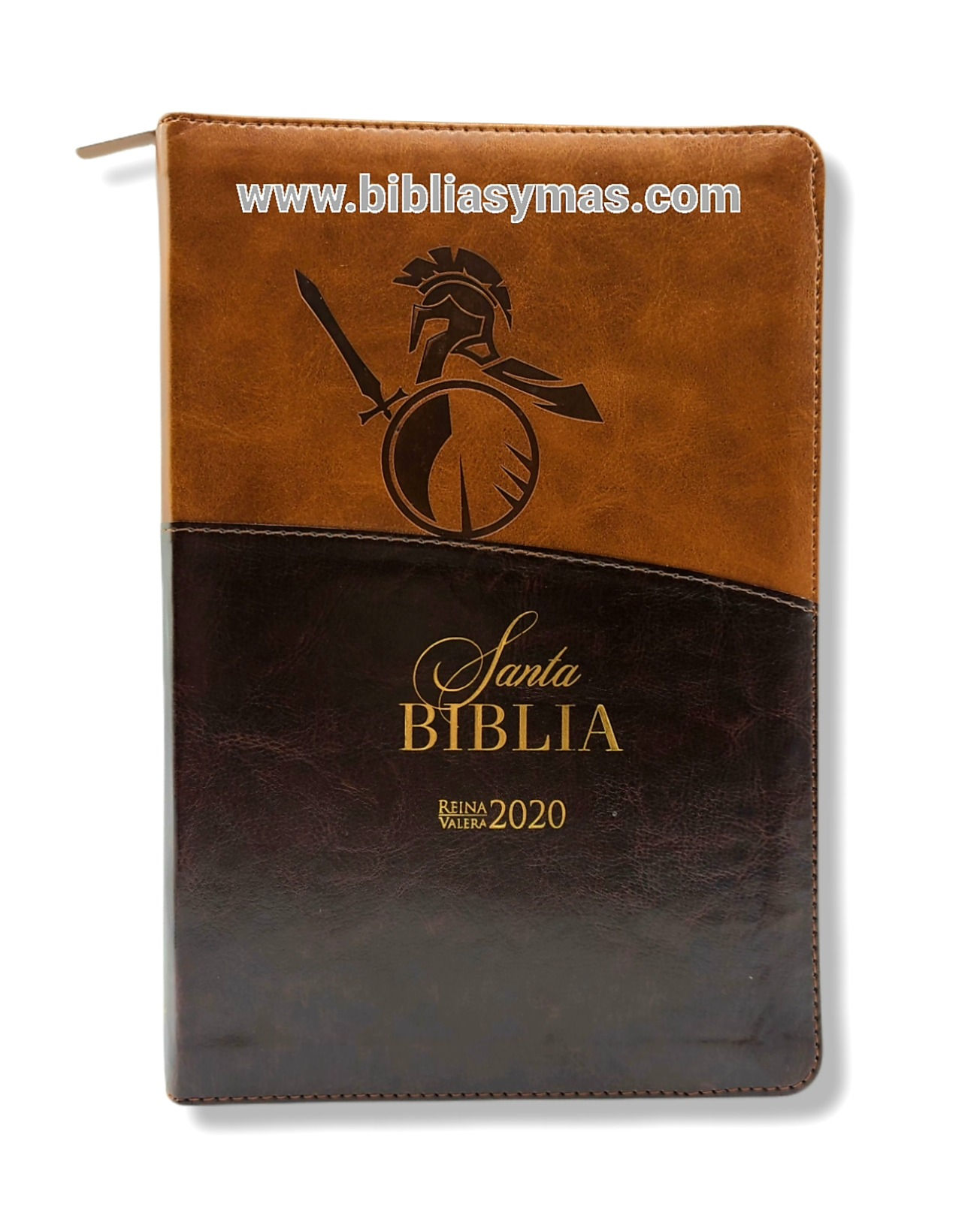 Biblia RVR2020 Letra Grande Imitación, Duotono Café con Cierre e Indices