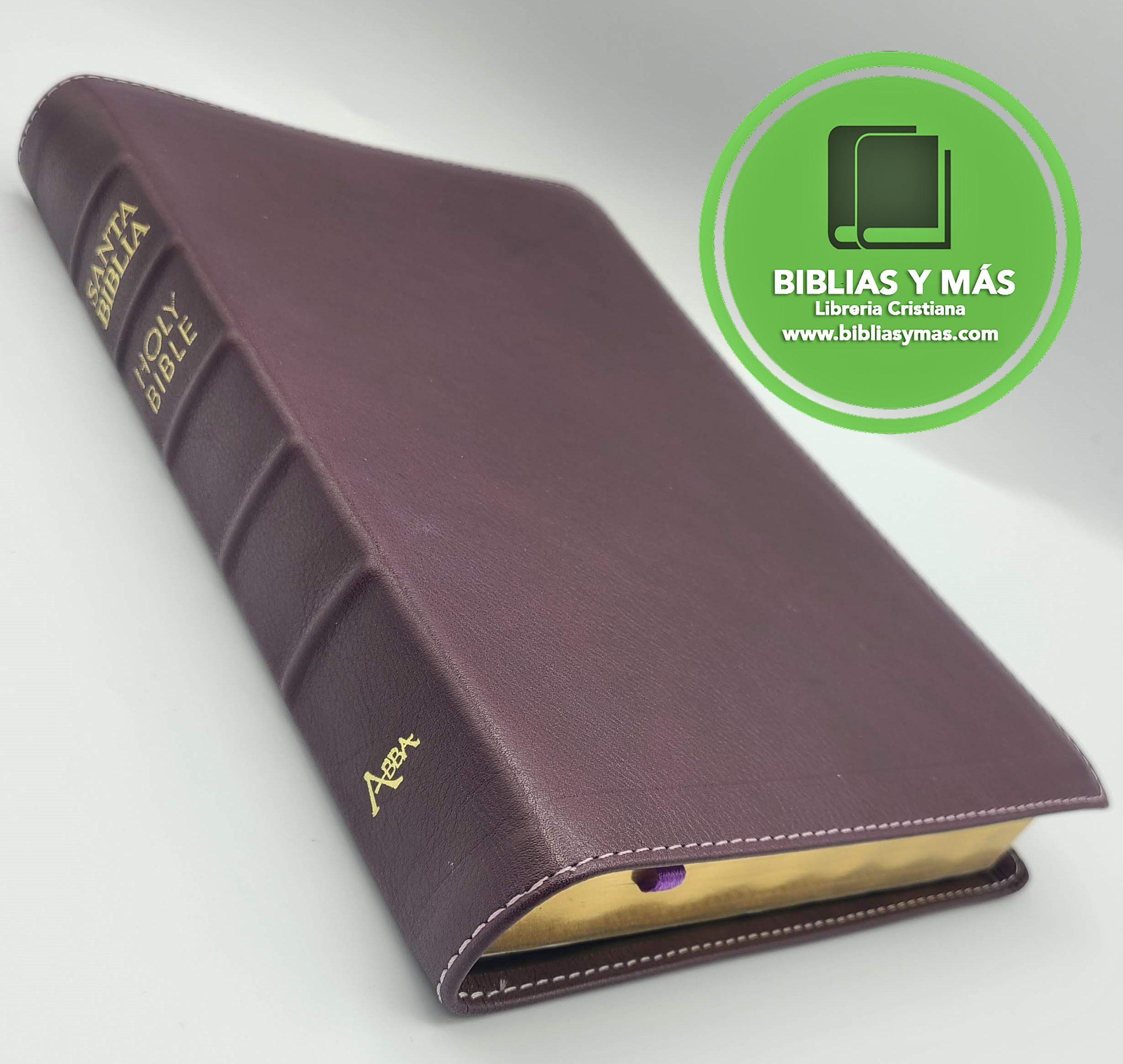 Biblia bilingue RVR/NKJV Piel 100% Genuina MORADO