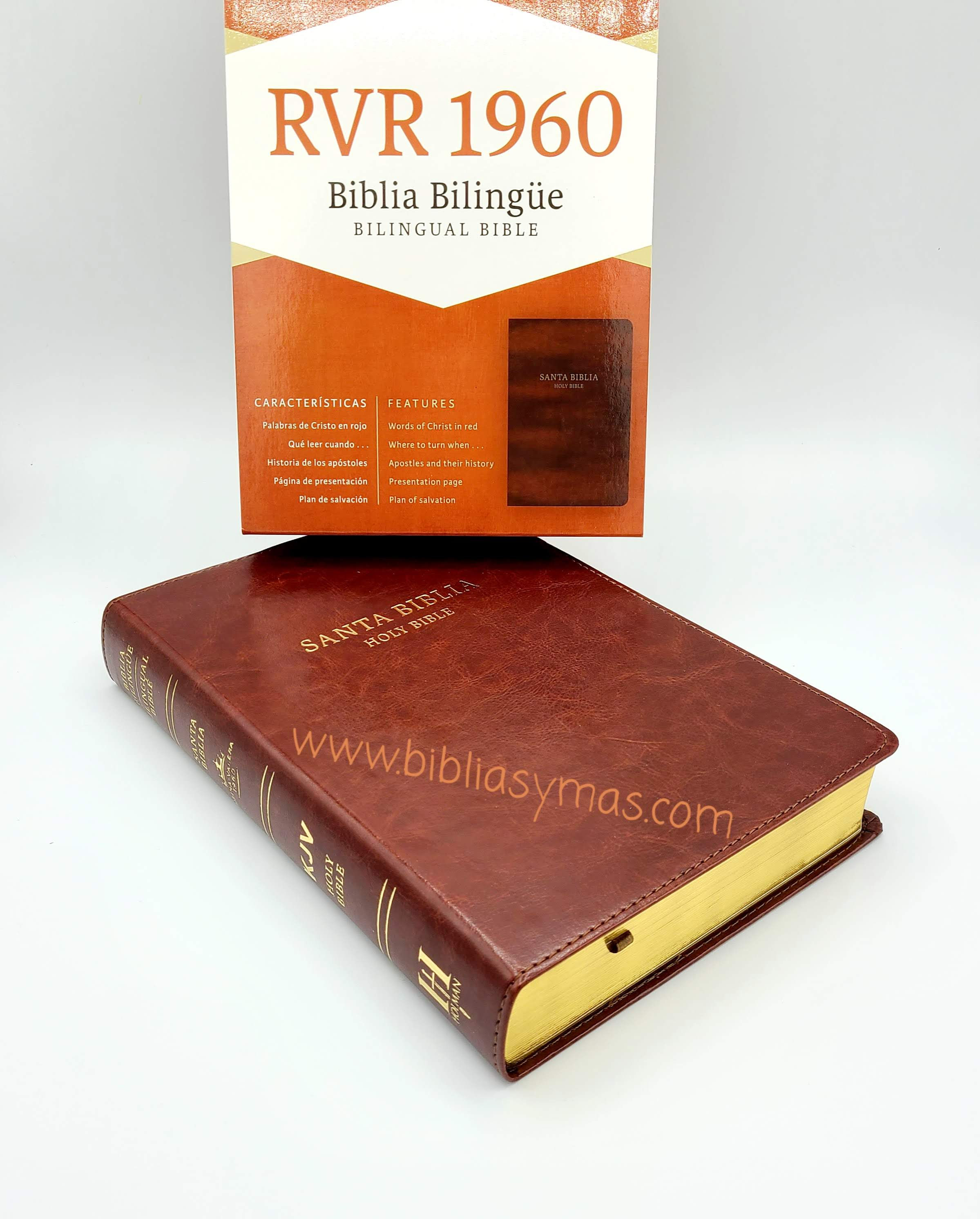 Biblia Bilingue RVR1960-KJV Imitacion piel, chocolate