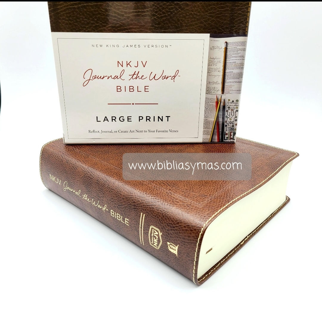 NKJV Journal the Word Bible Large Print Bonded Leather Brown