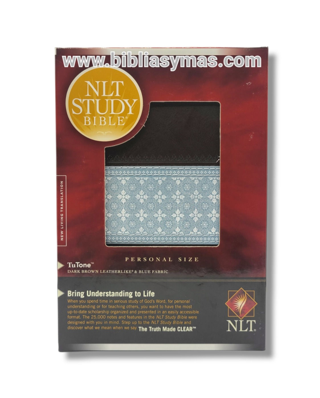 NLT Study Bible Personal Size Tutone Dark Brown Leatherlike Blue