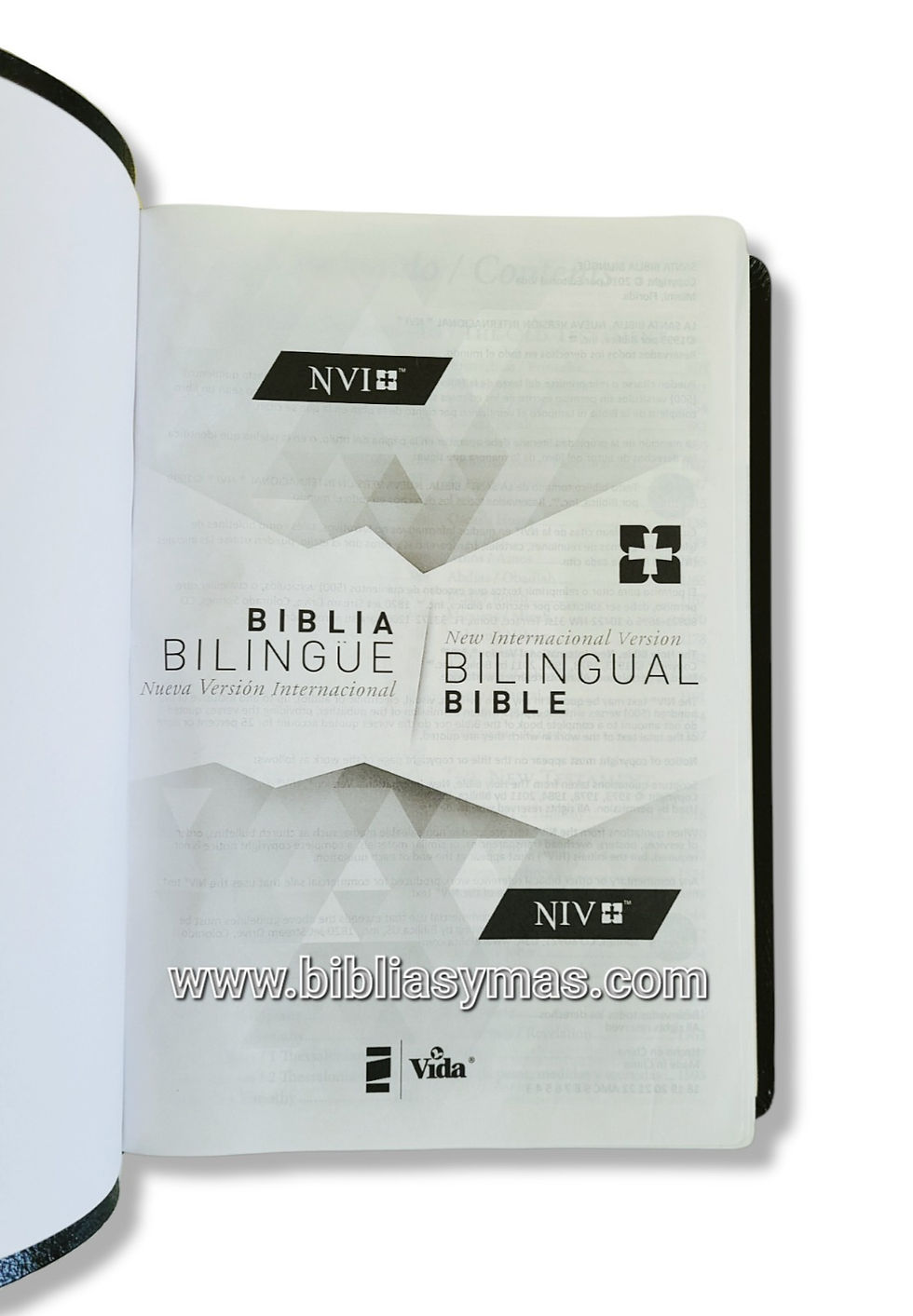 Miniatura: Biblia Bilingüe NVI Imitación negro - Bilingual Bible NIV Black Bonded Leather