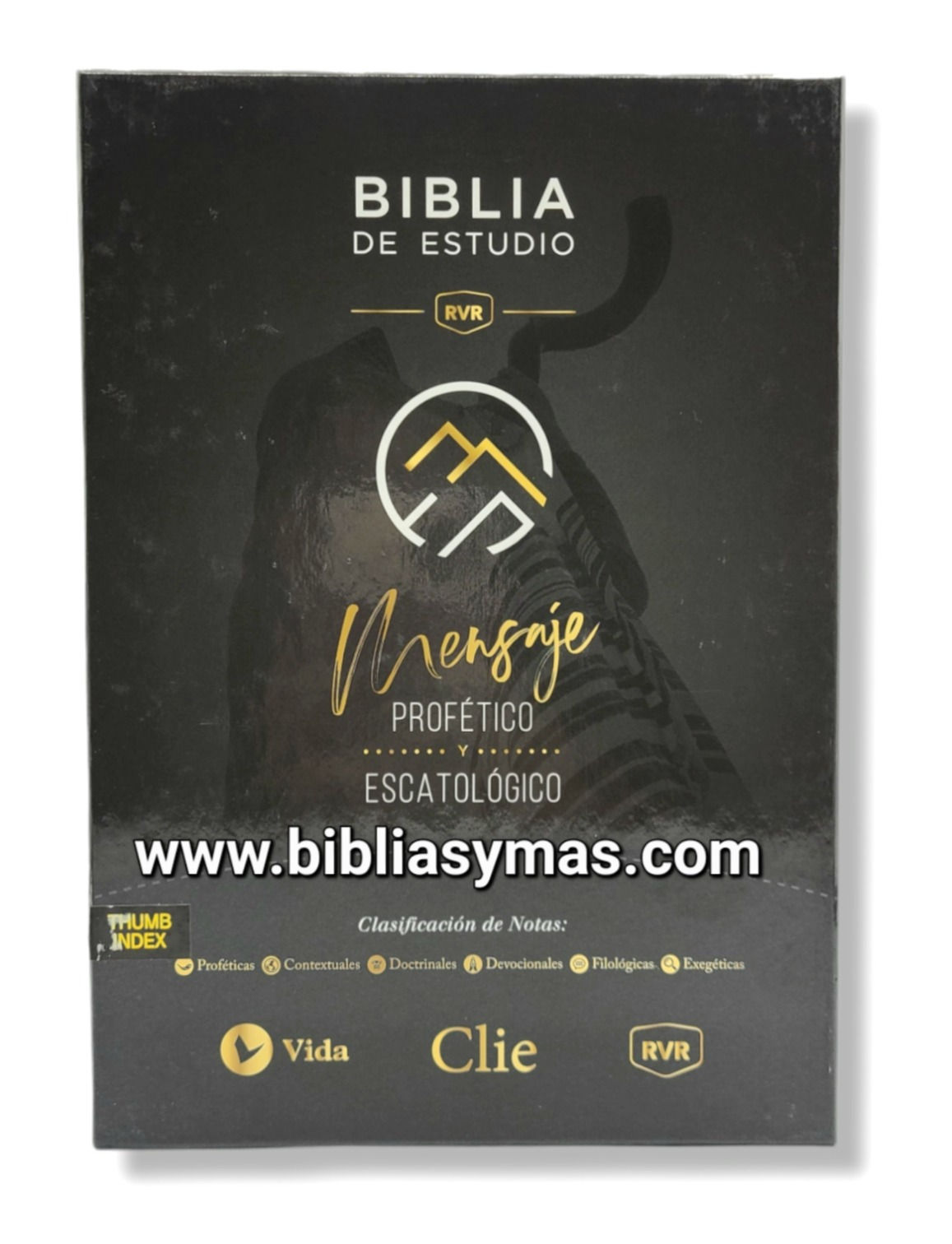 Biblia de Estudio RVR Mensaje Profetico y Escatologico Imit. Piel Negro Indices