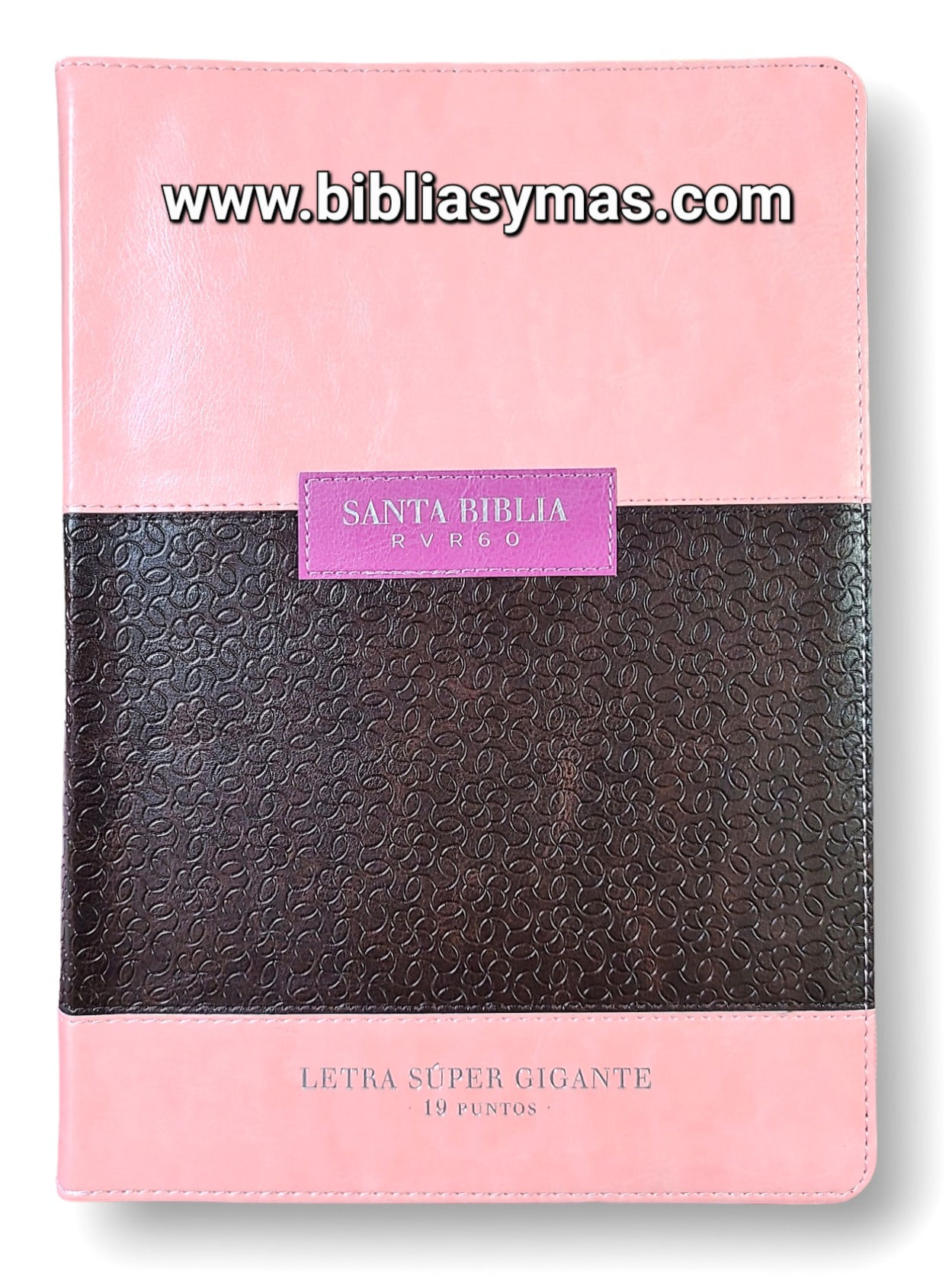 Biblia 1960 Letra Super Gigante Imitacion Piel Rosa Cafe Cierre Indices
