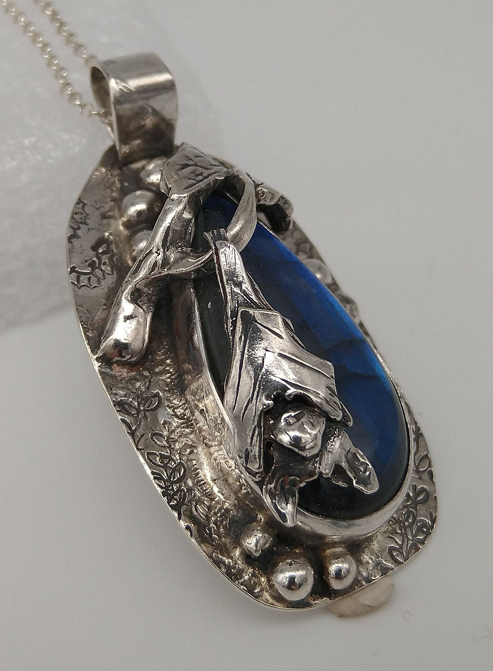 Thumbnail: Labradorite and Sterling Silver Bat Pendant