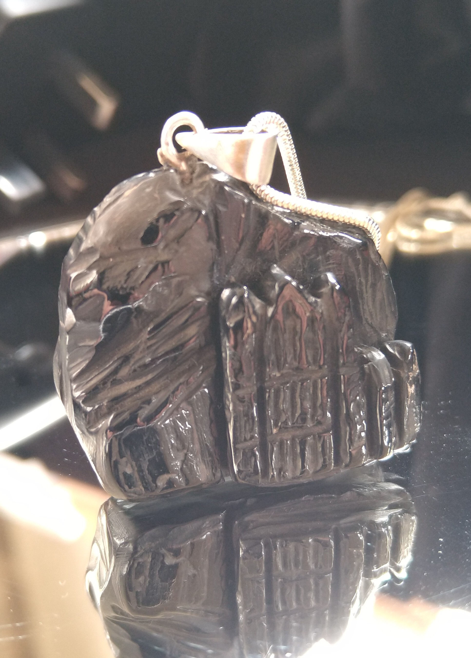 Hand Carved Whitby Abbey Jet Pendant