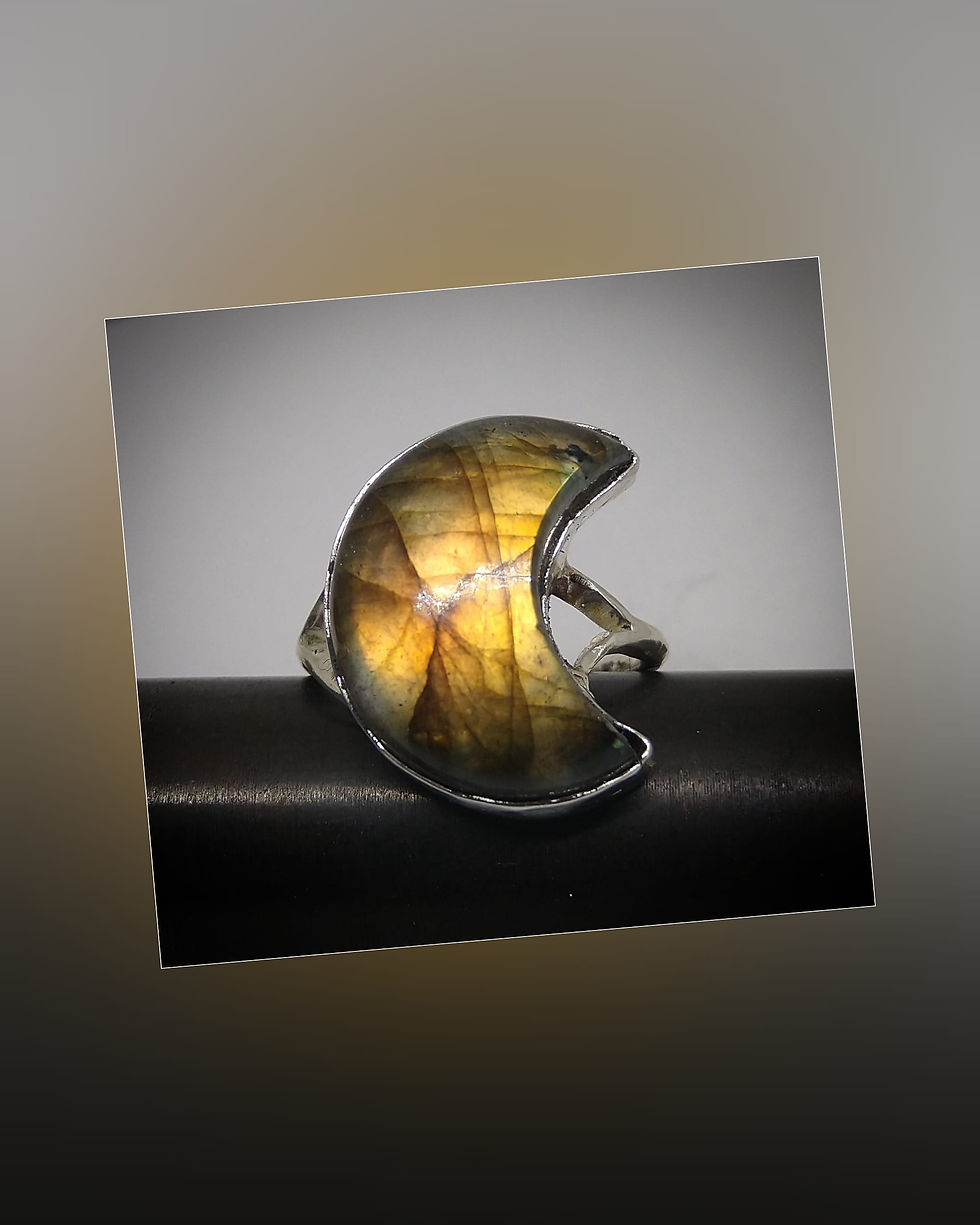 Laboradite Moon Ring