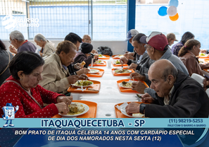 Bom Prato de Itaquá celebra 14 anos com almoço especial de Dia dos Namorados