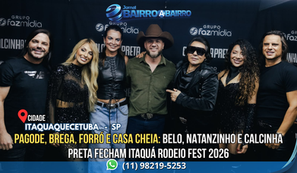 Pagode, brega, forró e casa cheia: Belo, Natanzinho e Calcinha Preta fecham Itaquá Rodeio Fest 2026