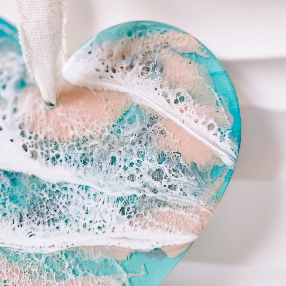 Thumbnail: Hanging Heart Decoration Pink Wall Art Epoxy Water Resin Ocean Heart Wall Decor