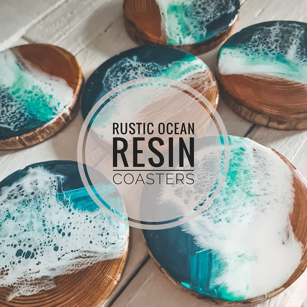 Ocean resin coasters on a table