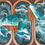Thumbnail: Turquoise, teals and white sea foam on three ocean resin trays and to wooden ocean hearts on top.