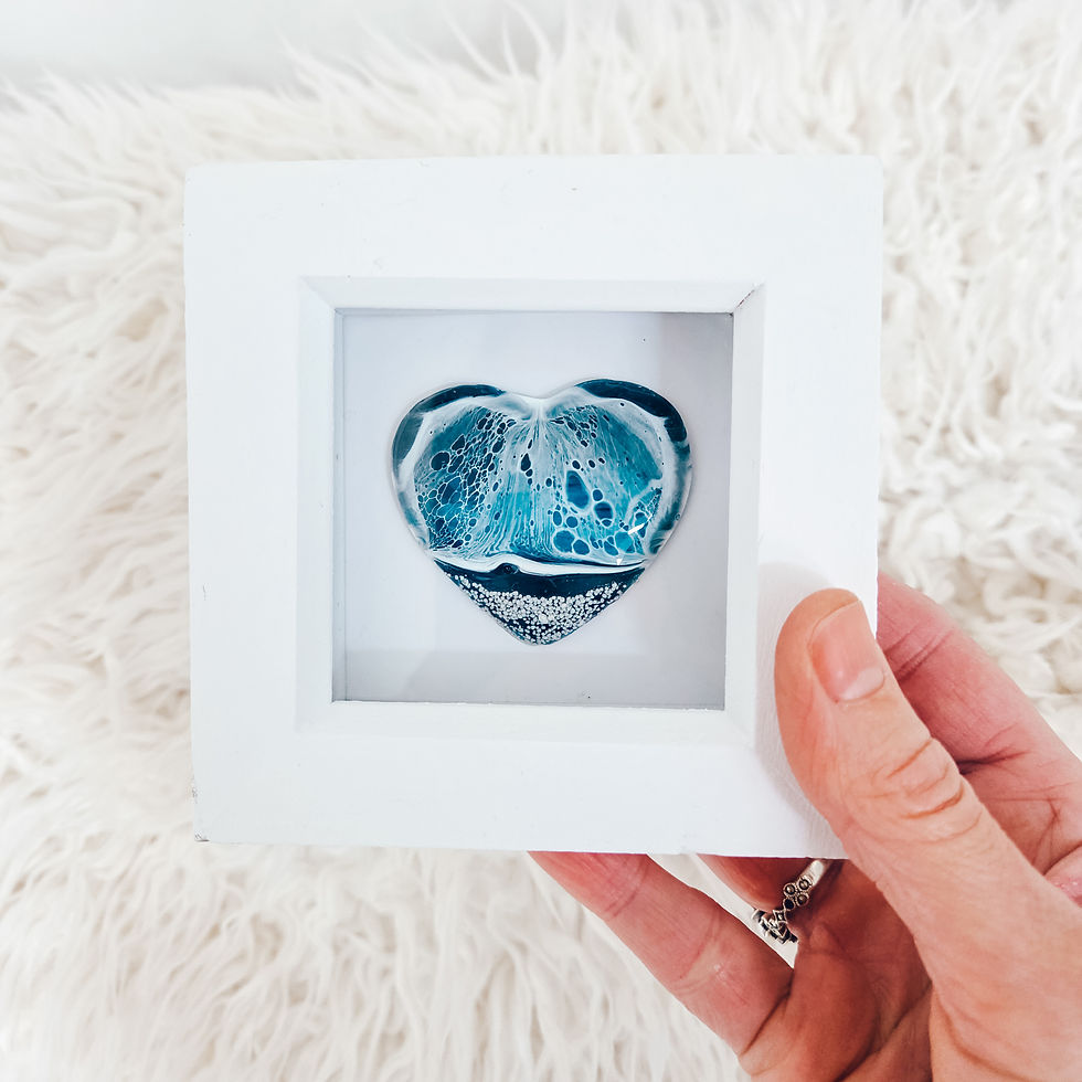 Thumbnail: Framed Heart In Resin Framed Ocean Art In A Box Frame Art For Wall Art Blue And