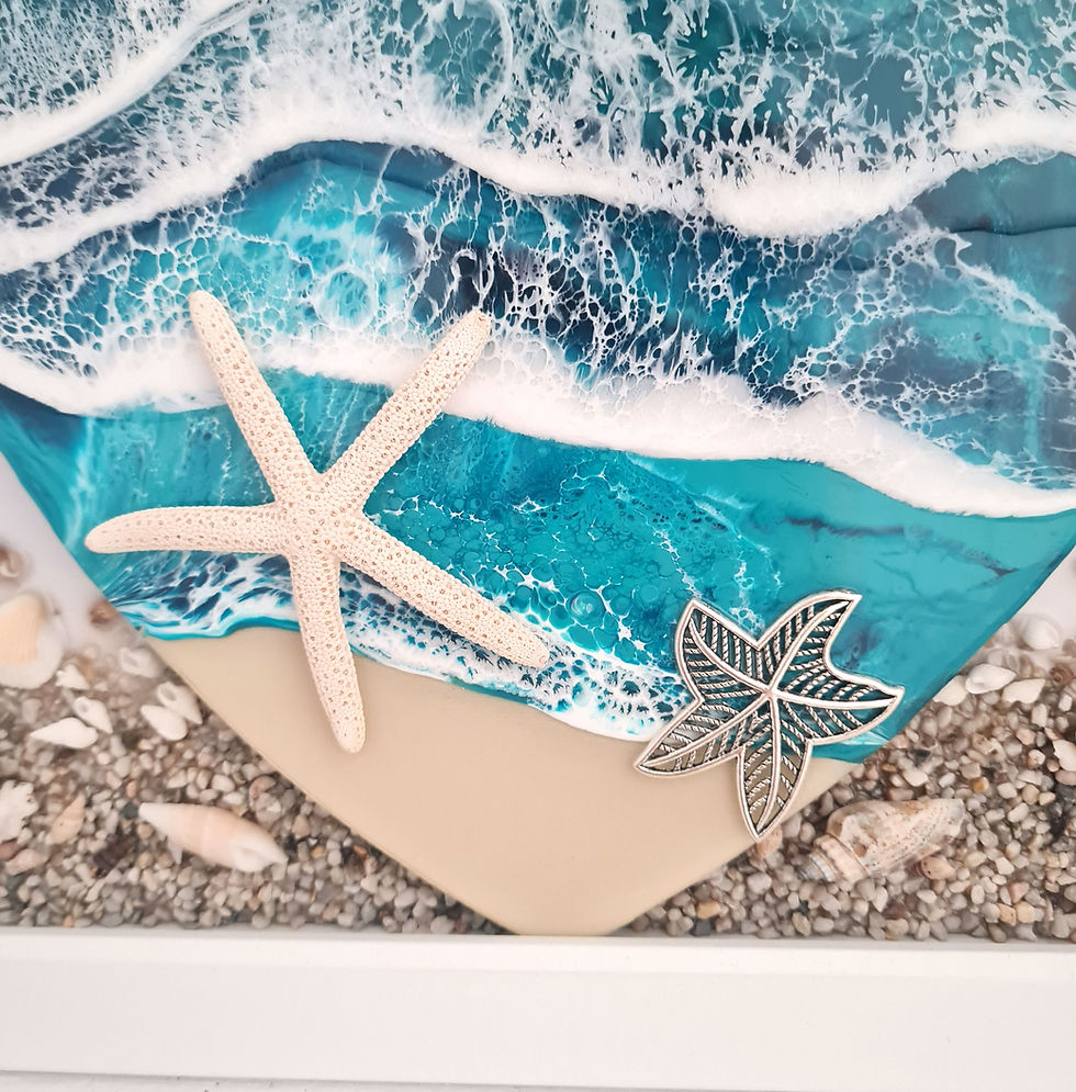 Thumbnail: Stunning Large Ocean Resin Framed Canvas Wall Art Heart