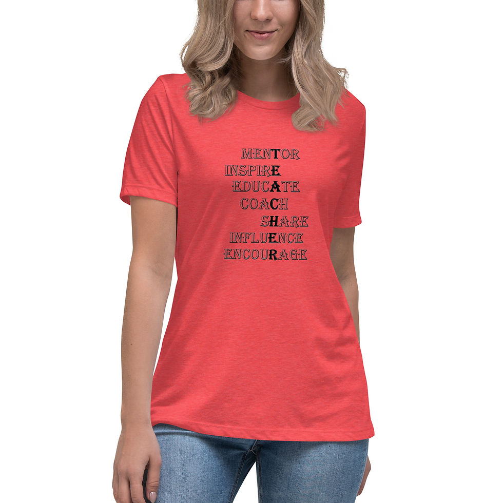 Thumbnail: Women's Relaxed I am a Teacher T-Shirt Black Letters